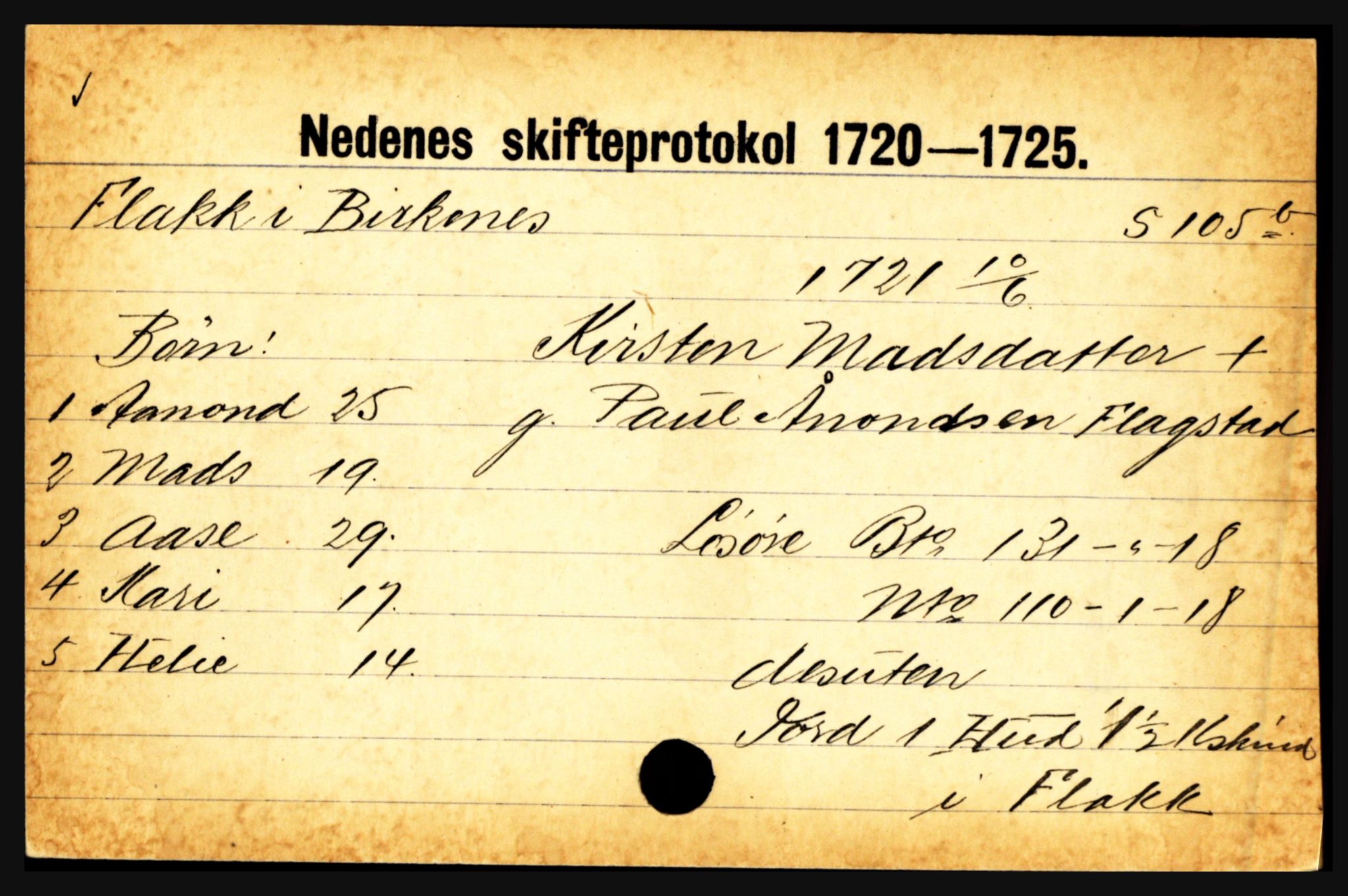 Nedenes sorenskriveri før 1824, AV/SAK-1221-0007/H, p. 6927