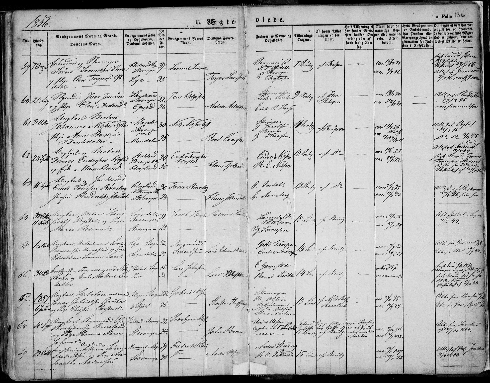 Domkirken sokneprestkontor, AV/SAST-A-101812/001/30/30BA/L0015: Parish register (official) no. A 14, 1842-1857, p. 136