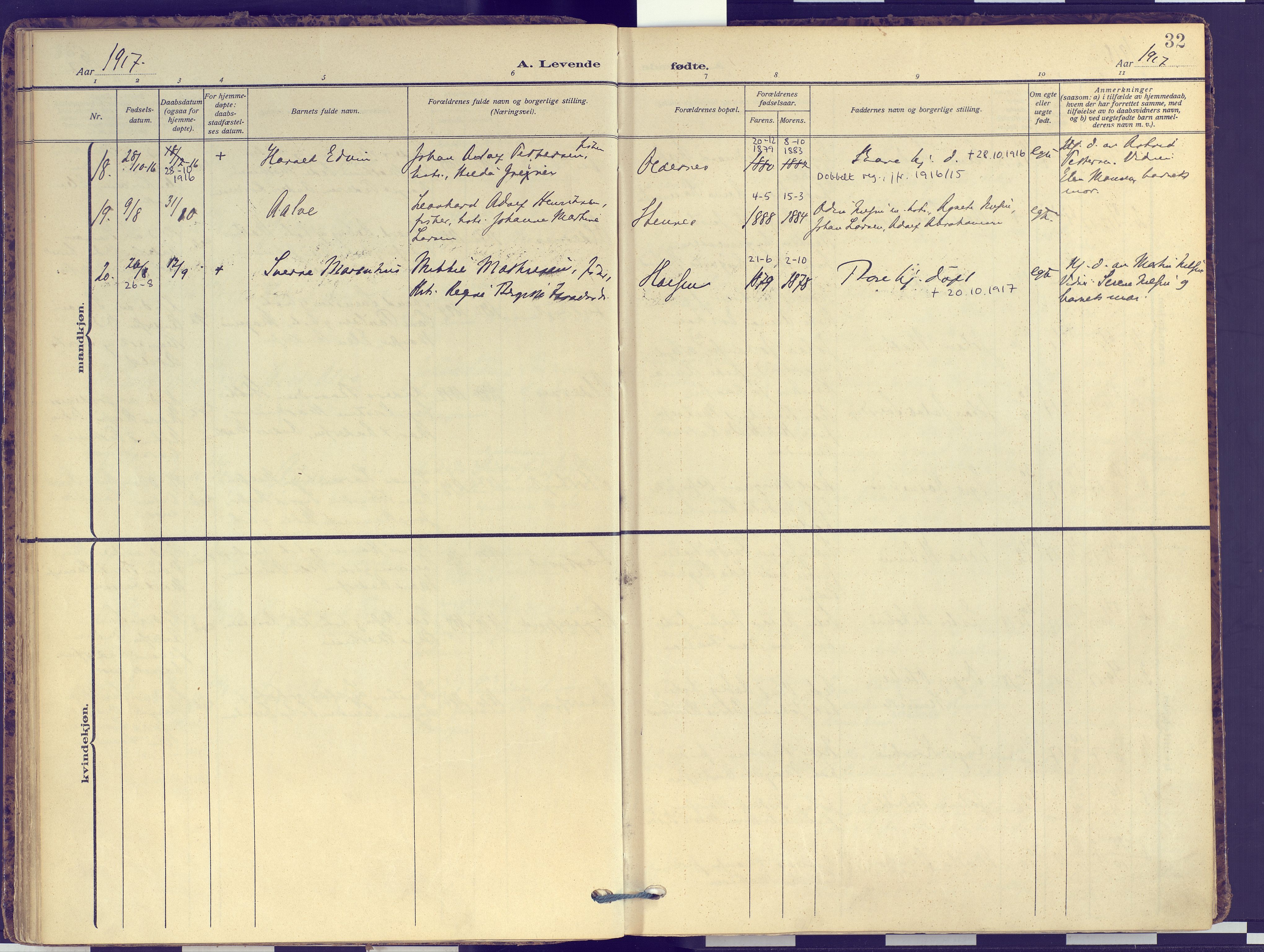 Hammerfest sokneprestkontor, SATØ/S-1347: Parish register (official) no. 16, 1908-1923, p. 32