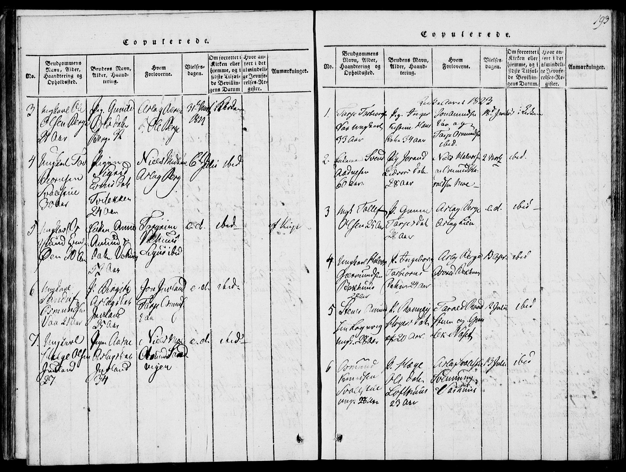 Rauland kirkebøker, SAKO/A-292/G/Ga/L0001: Parish register (copy) no. I 1, 1814-1843, p. 193