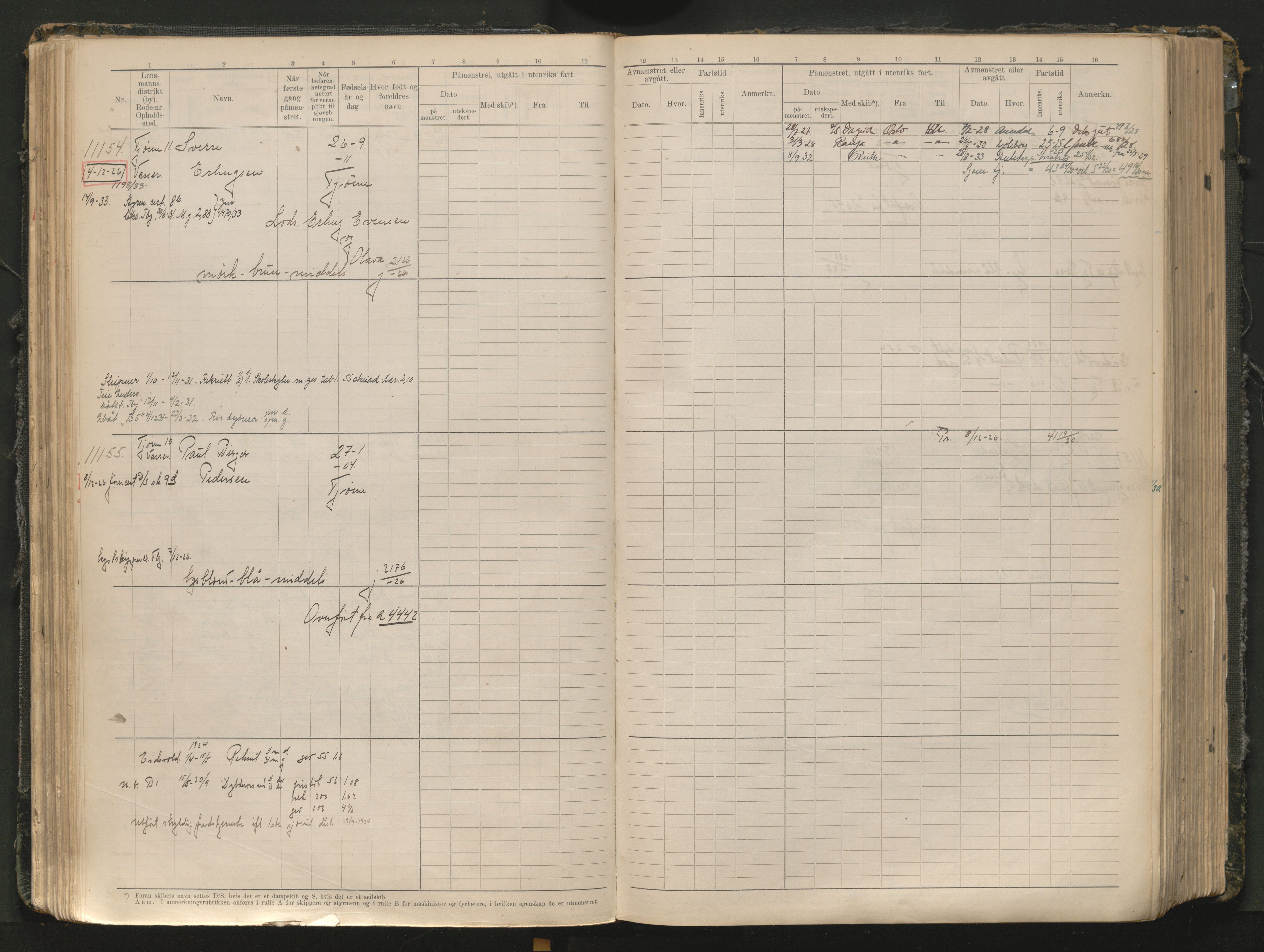 Tønsberg innrulleringskontor, AV/SAKO-A-786/F/Fc/Fcb/L0012: Hovedrulle Patent nr. 10828-12216, 1925-1948