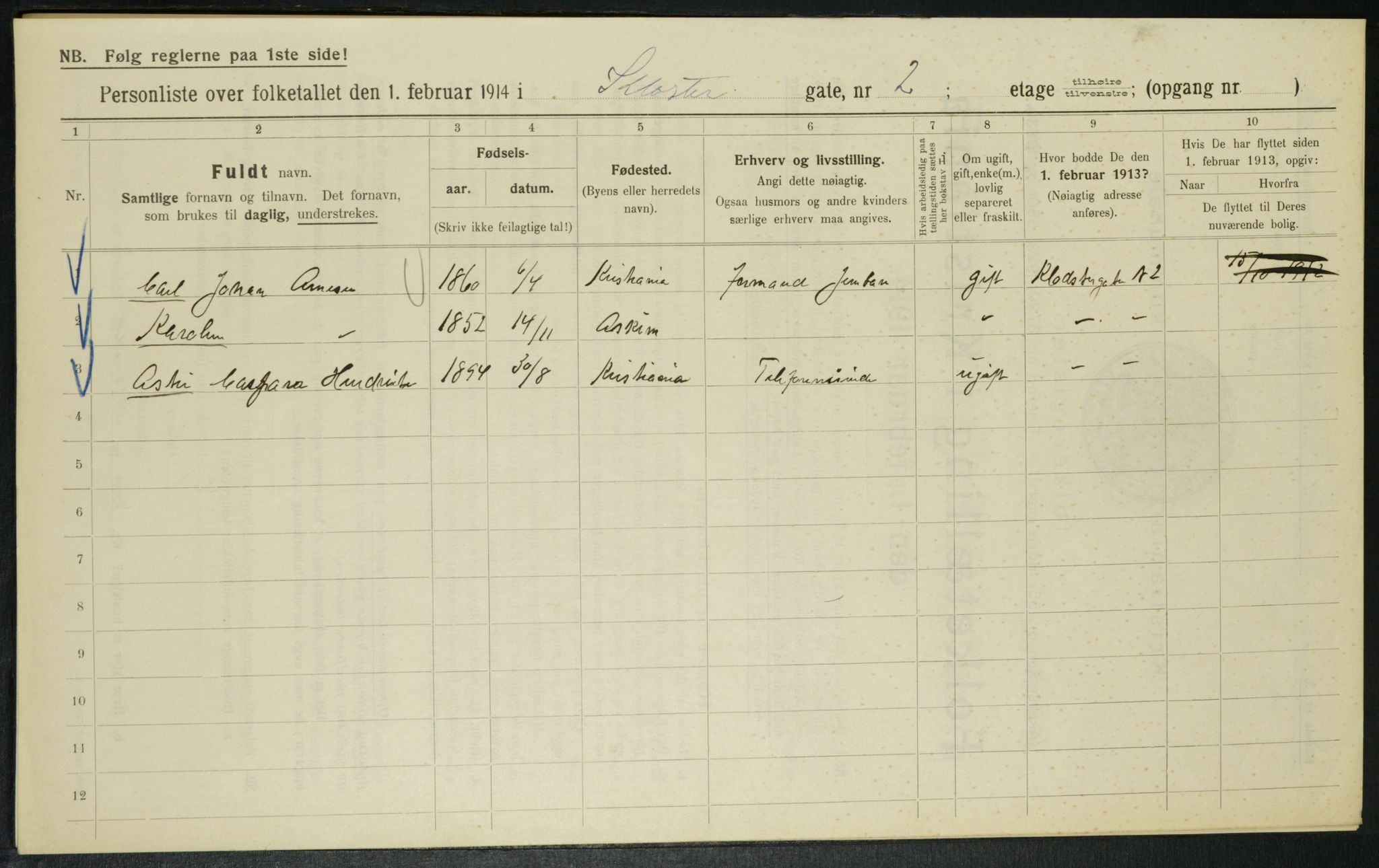 OBA, Municipal Census 1914 for Kristiania, 1914, p. 52025