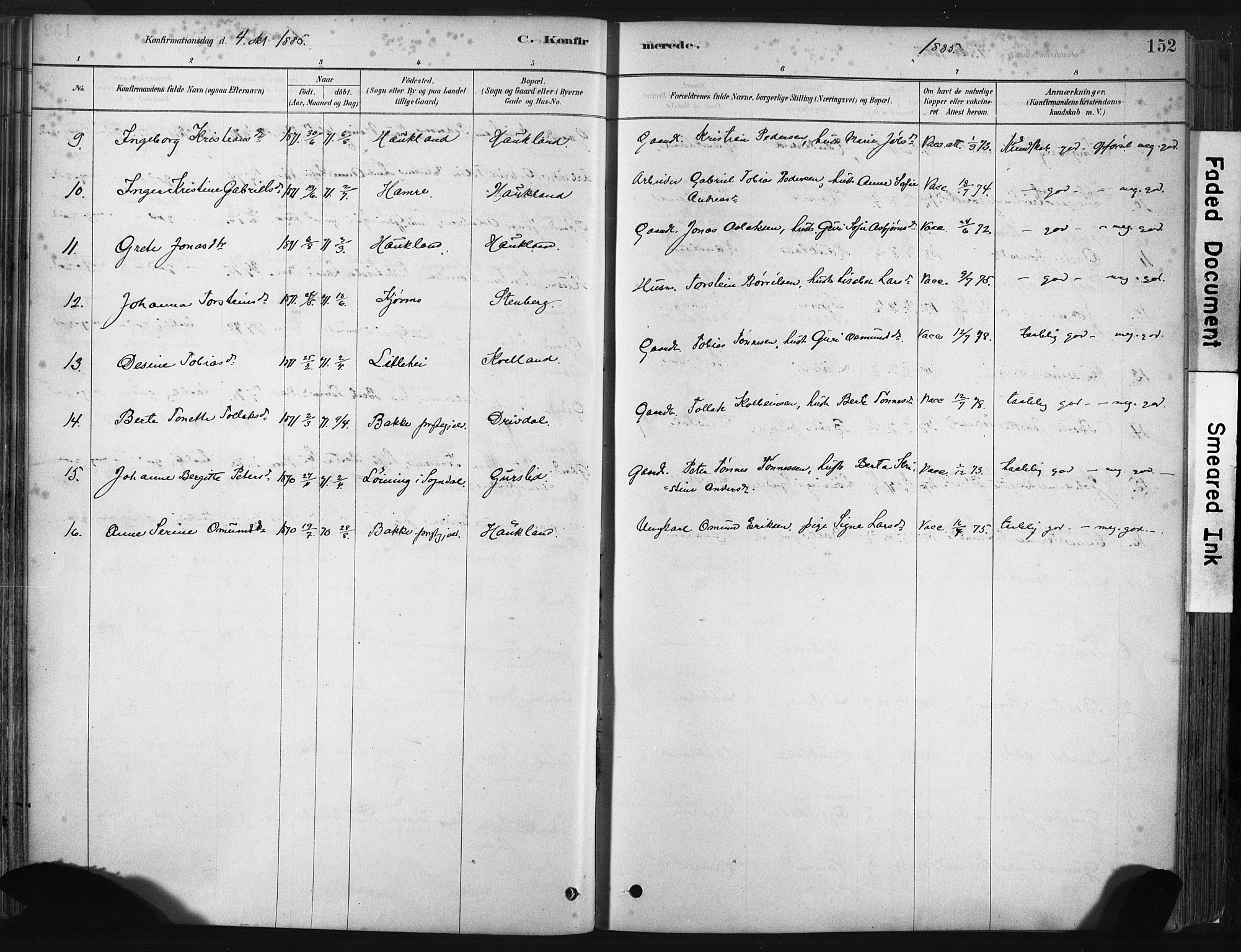 Lund sokneprestkontor, SAST/A-101809/S06/L0011: Parish register (official) no. A 10, 1877-1904, p. 152