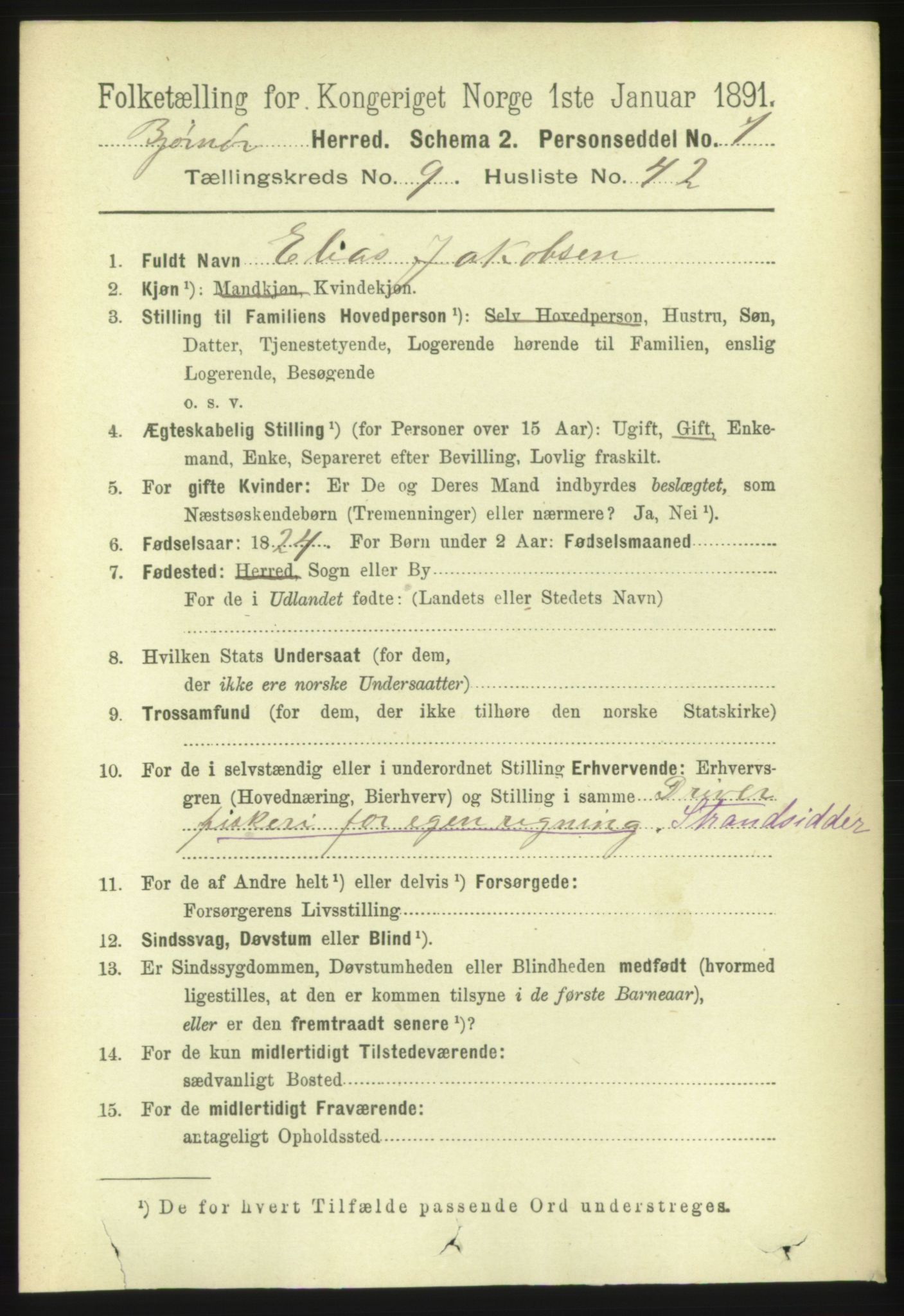 RA, 1891 census for 1632 Bjørnør, 1891, p. 4074