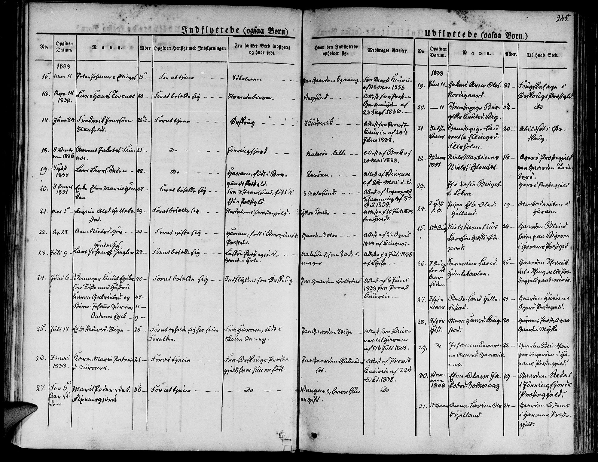 Ministerialprotokoller, klokkerbøker og fødselsregistre - Møre og Romsdal, AV/SAT-A-1454/528/L0395: Parish register (official) no. 528A06, 1828-1839, p. 245