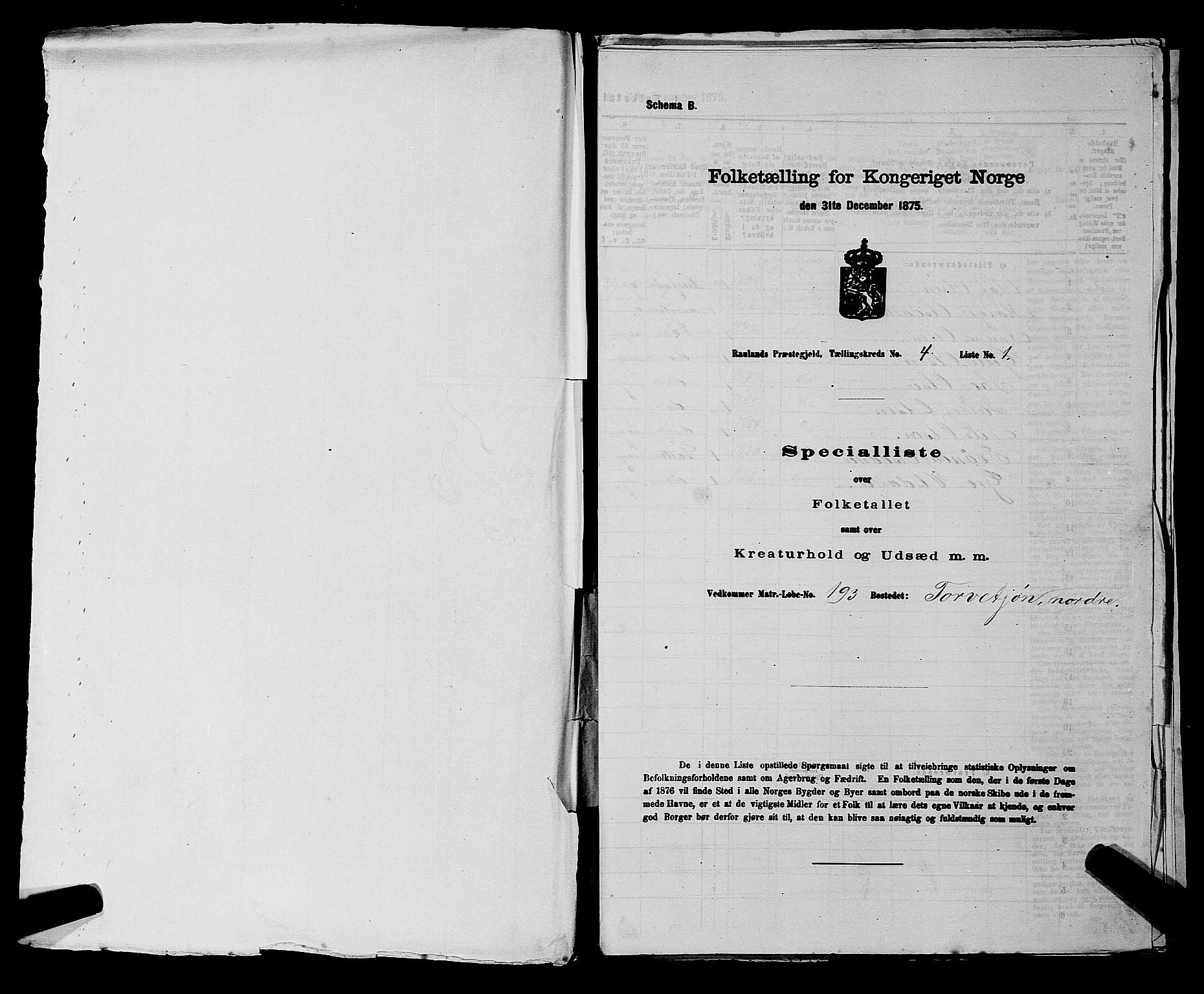 SAKO, 1875 census for 0835P Rauland, 1875, p. 225