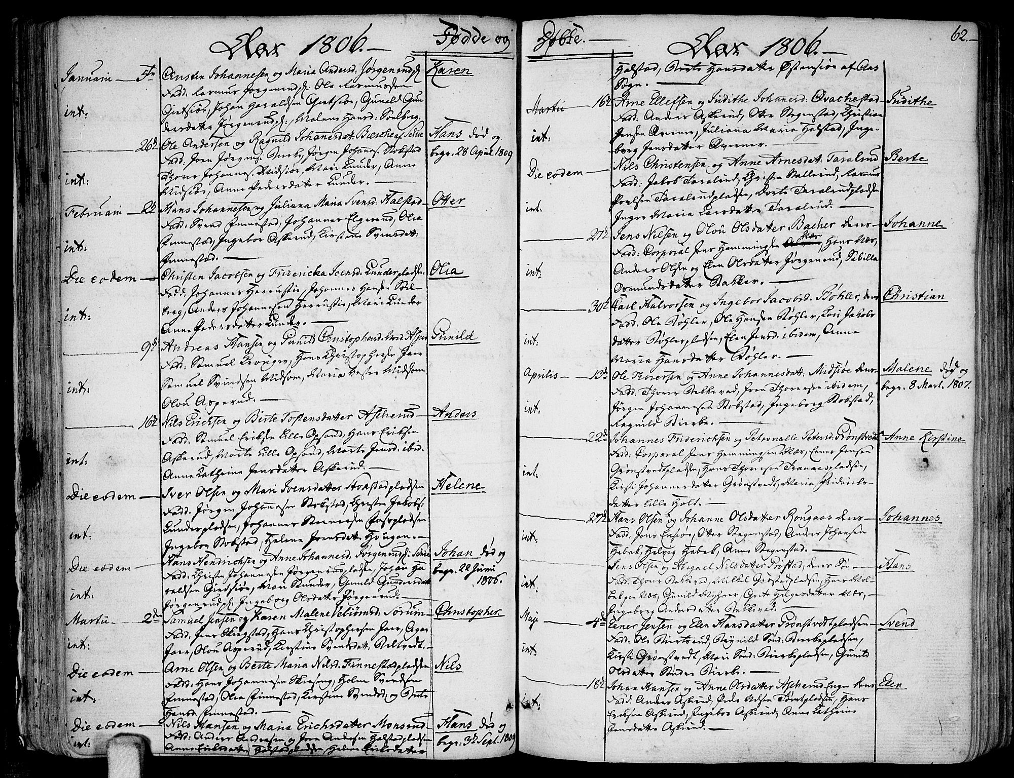 Kråkstad prestekontor Kirkebøker, SAO/A-10125a/F/Fa/L0002: Parish register (official) no. I 2, 1786-1814, p. 62