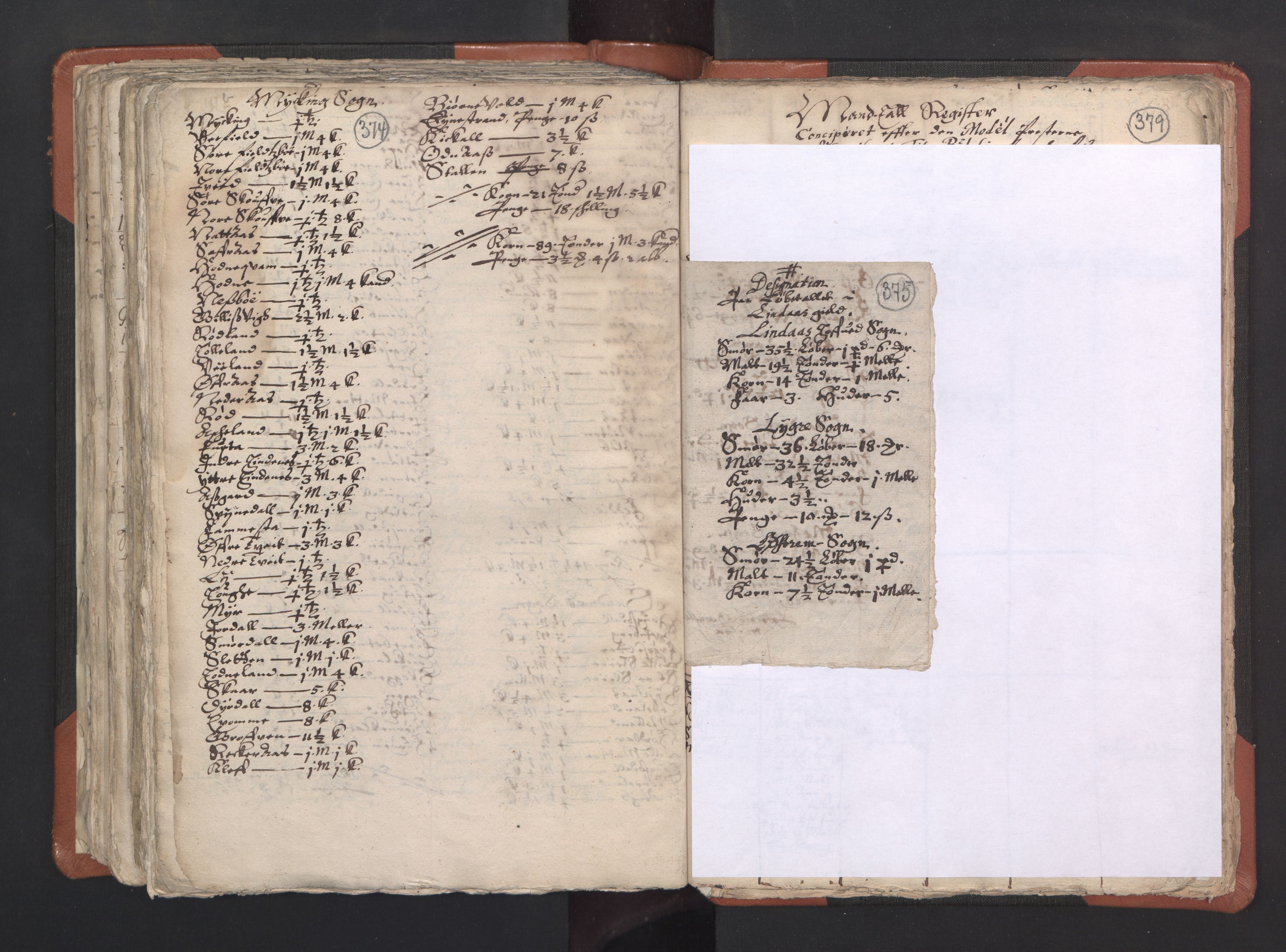 RA, Vicar's Census 1664-1666, no. 22: Nordhordland deanery, 1664-1666, p. 374-375