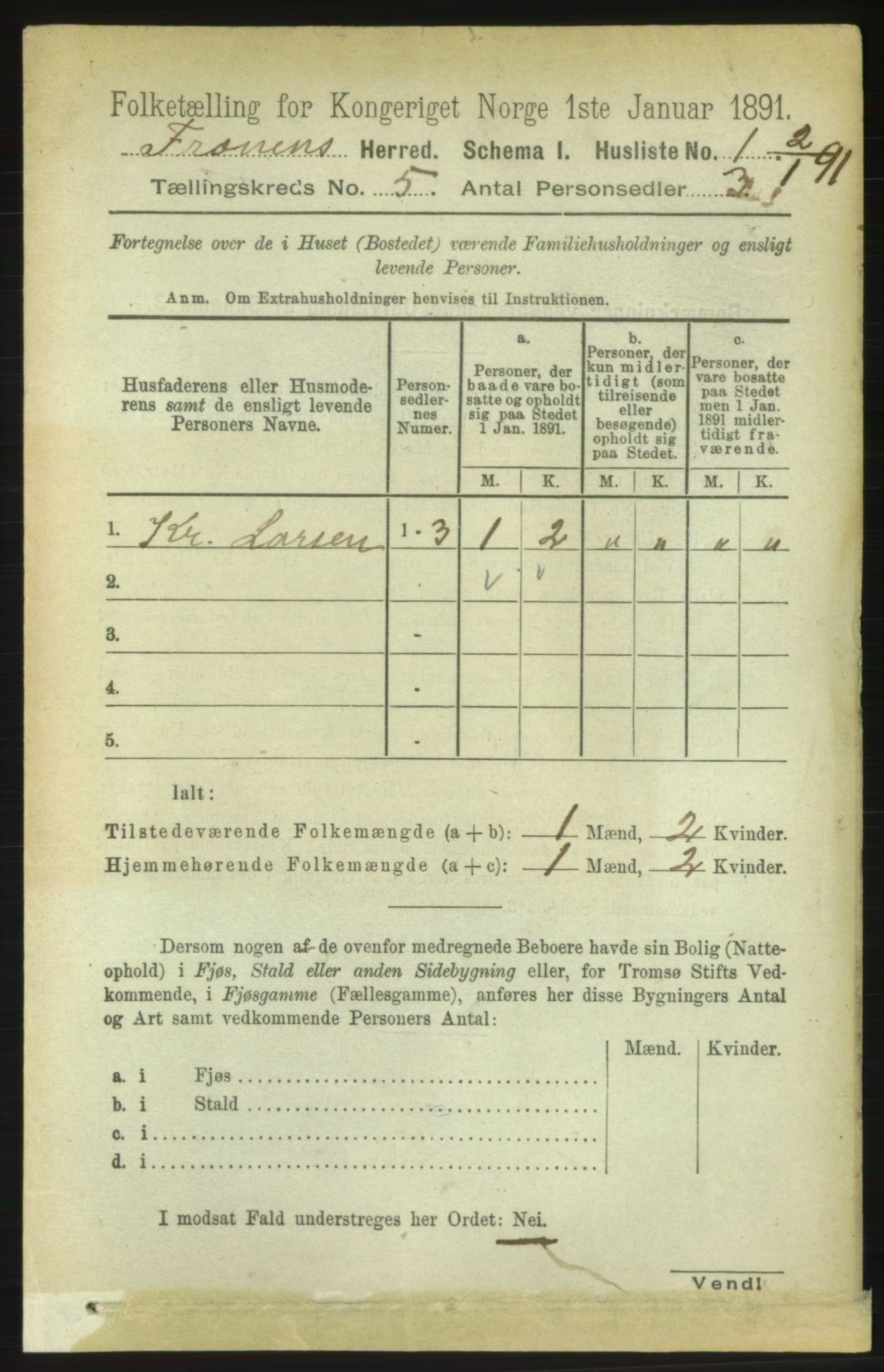 RA, 1891 census for 1548 Fræna, 1891, p. 1269