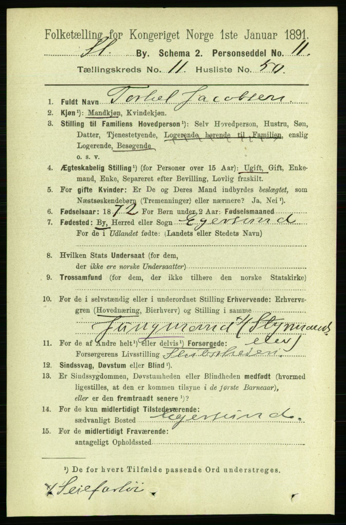 RA, 1891 census for 1103 Stavanger, 1891, p. 14492
