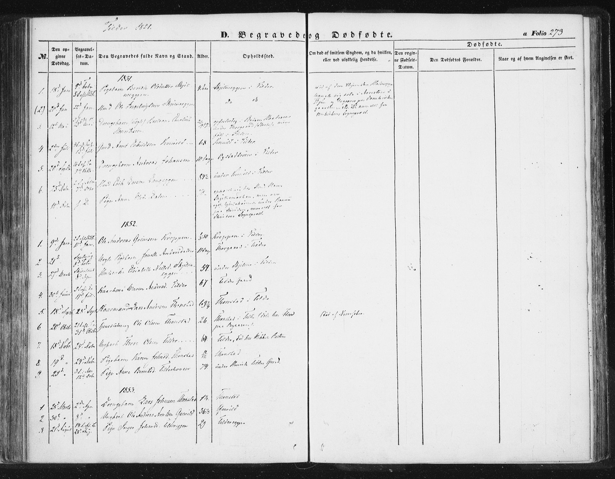 Ministerialprotokoller, klokkerbøker og fødselsregistre - Sør-Trøndelag, SAT/A-1456/618/L0441: Parish register (official) no. 618A05, 1843-1862, p. 273