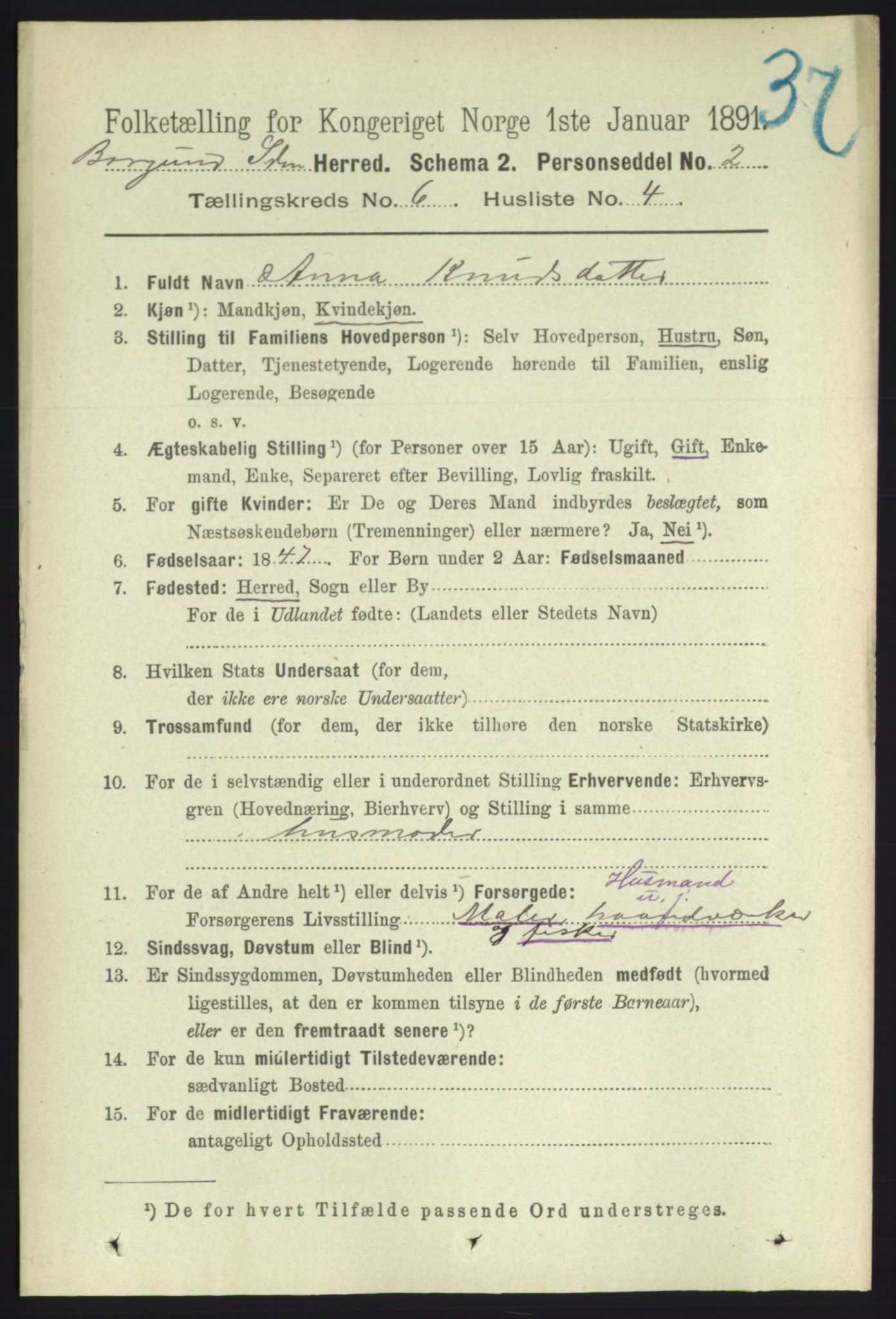 RA, 1891 census for 1531 Borgund, 1891, p. 1587