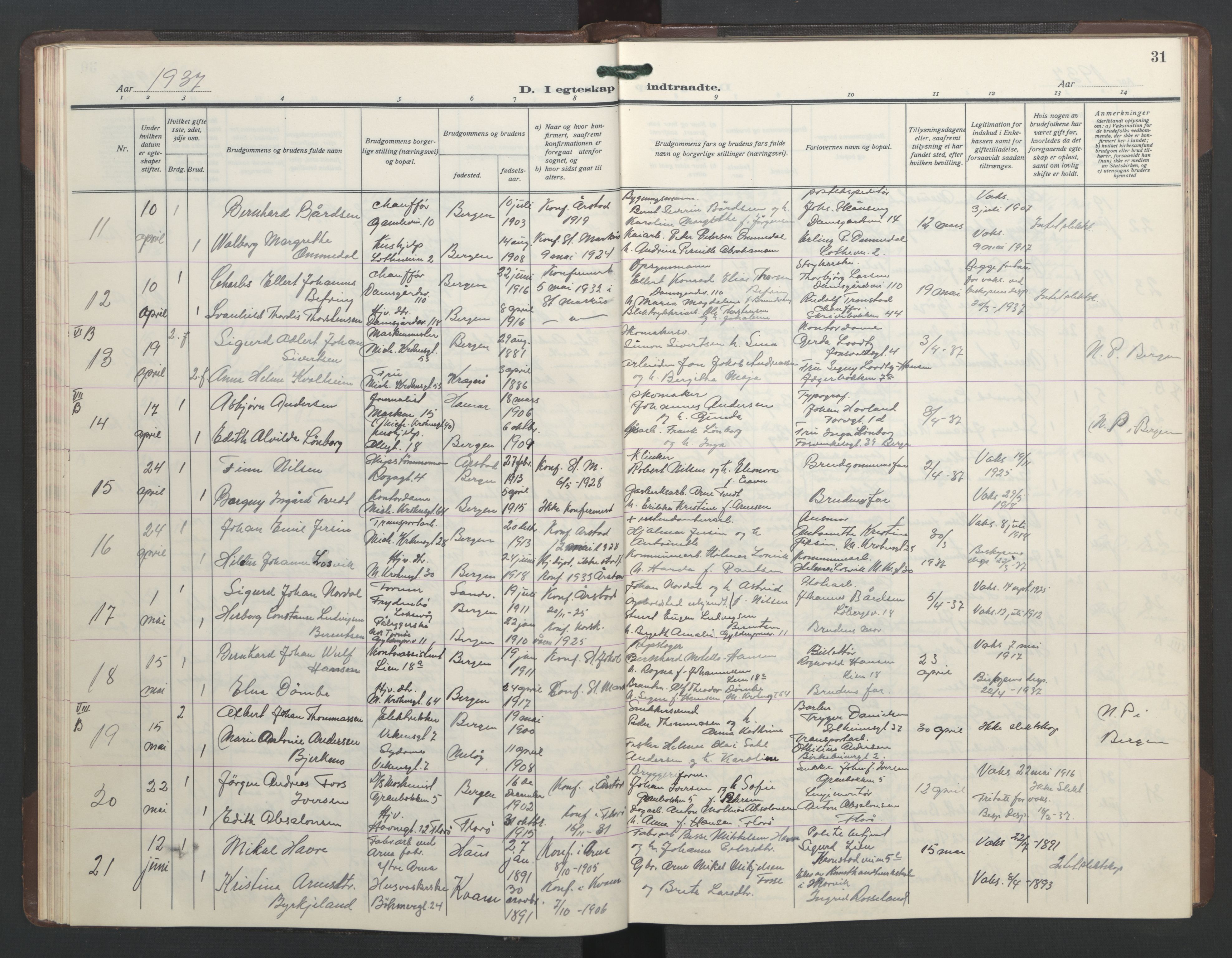 St. Markus sokneprestembete, AV/SAB-A-99935: Parish register (copy) no. C 1, 1928-1947, p. 30b-31a