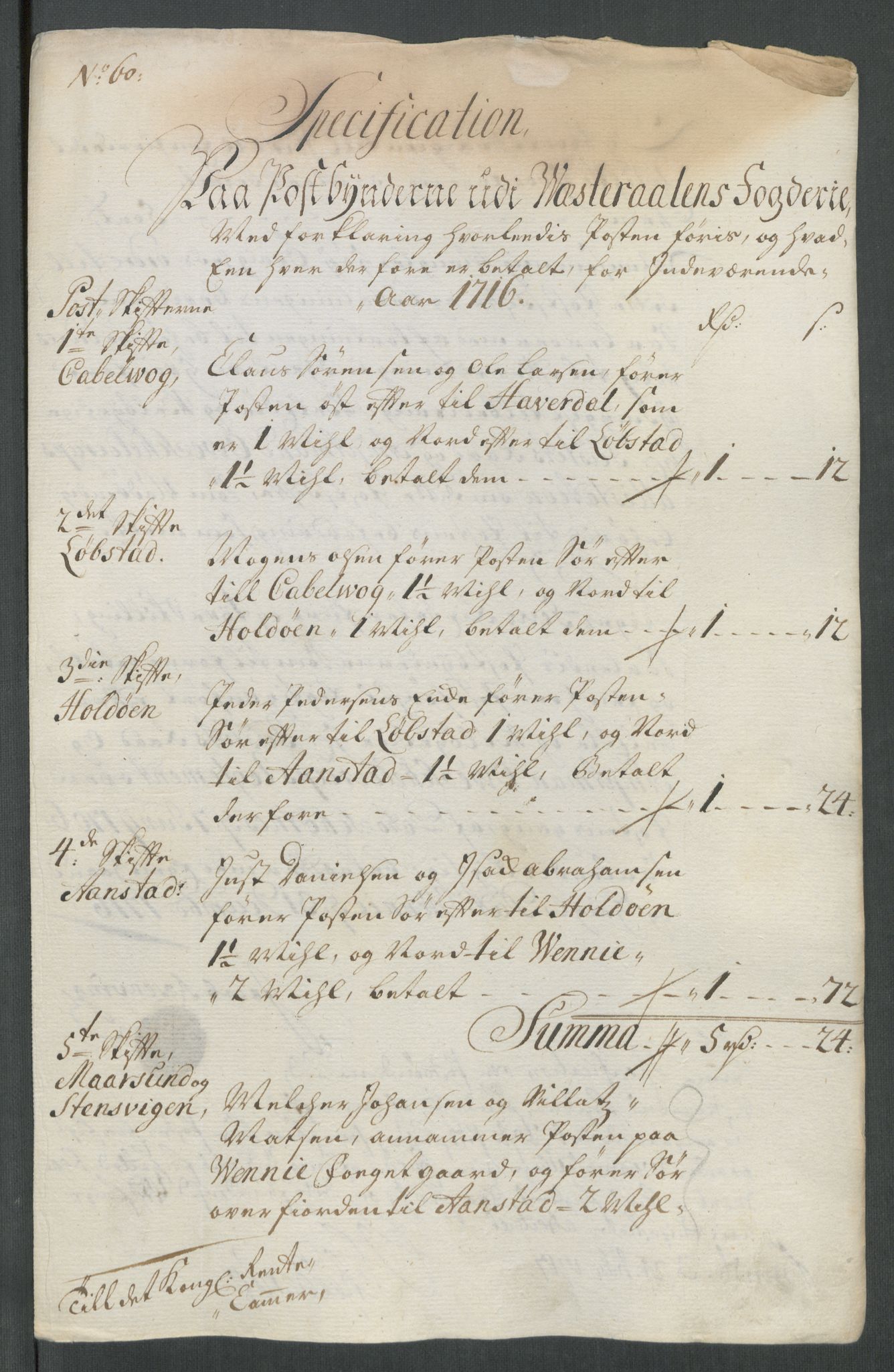 Rentekammeret inntil 1814, Reviderte regnskaper, Fogderegnskap, RA/EA-4092/R67/L4682: Fogderegnskap Vesterålen, Andenes og Lofoten, 1716, p. 285