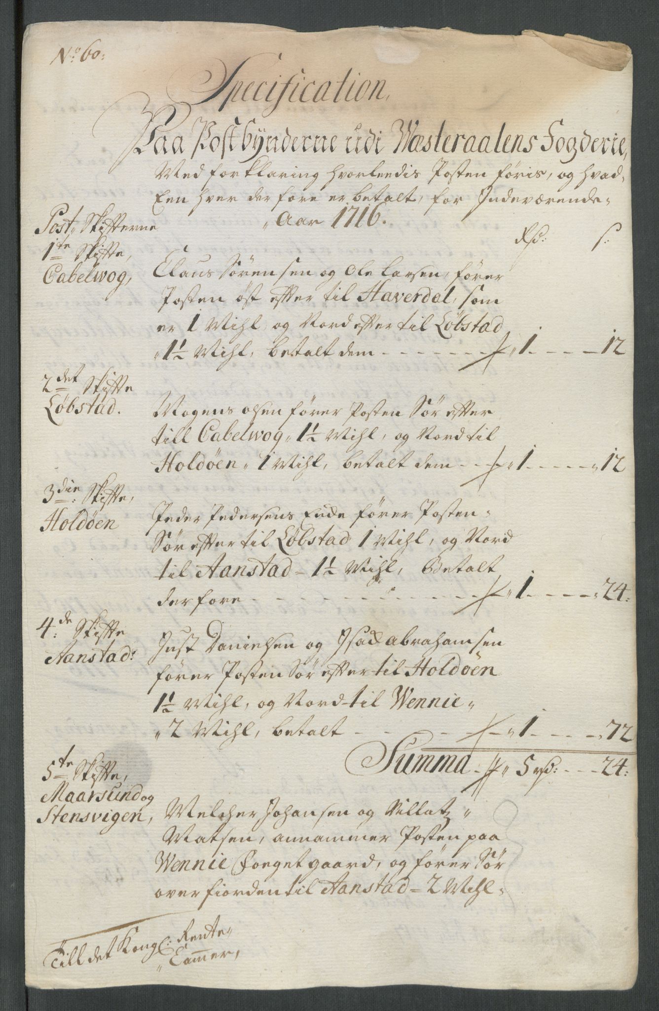 Rentekammeret inntil 1814, Reviderte regnskaper, Fogderegnskap, AV/RA-EA-4092/R67/L4682: Fogderegnskap Vesterålen, Andenes og Lofoten, 1716, p. 285