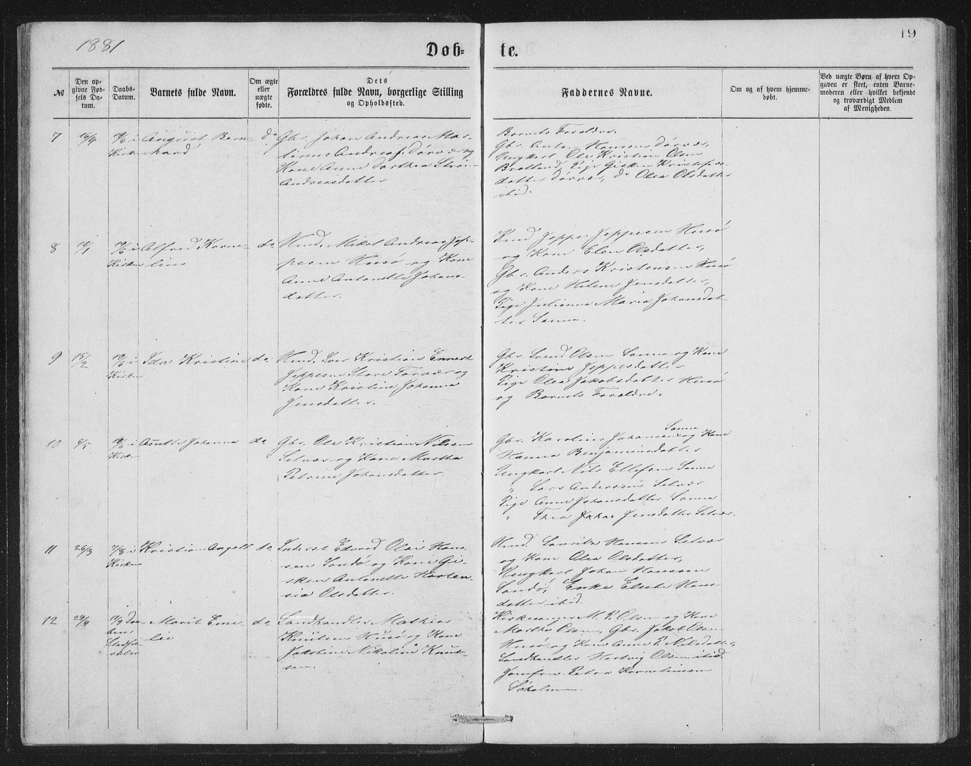 Ministerialprotokoller, klokkerbøker og fødselsregistre - Nordland, AV/SAT-A-1459/840/L0582: Parish register (copy) no. 840C02, 1874-1900, p. 19