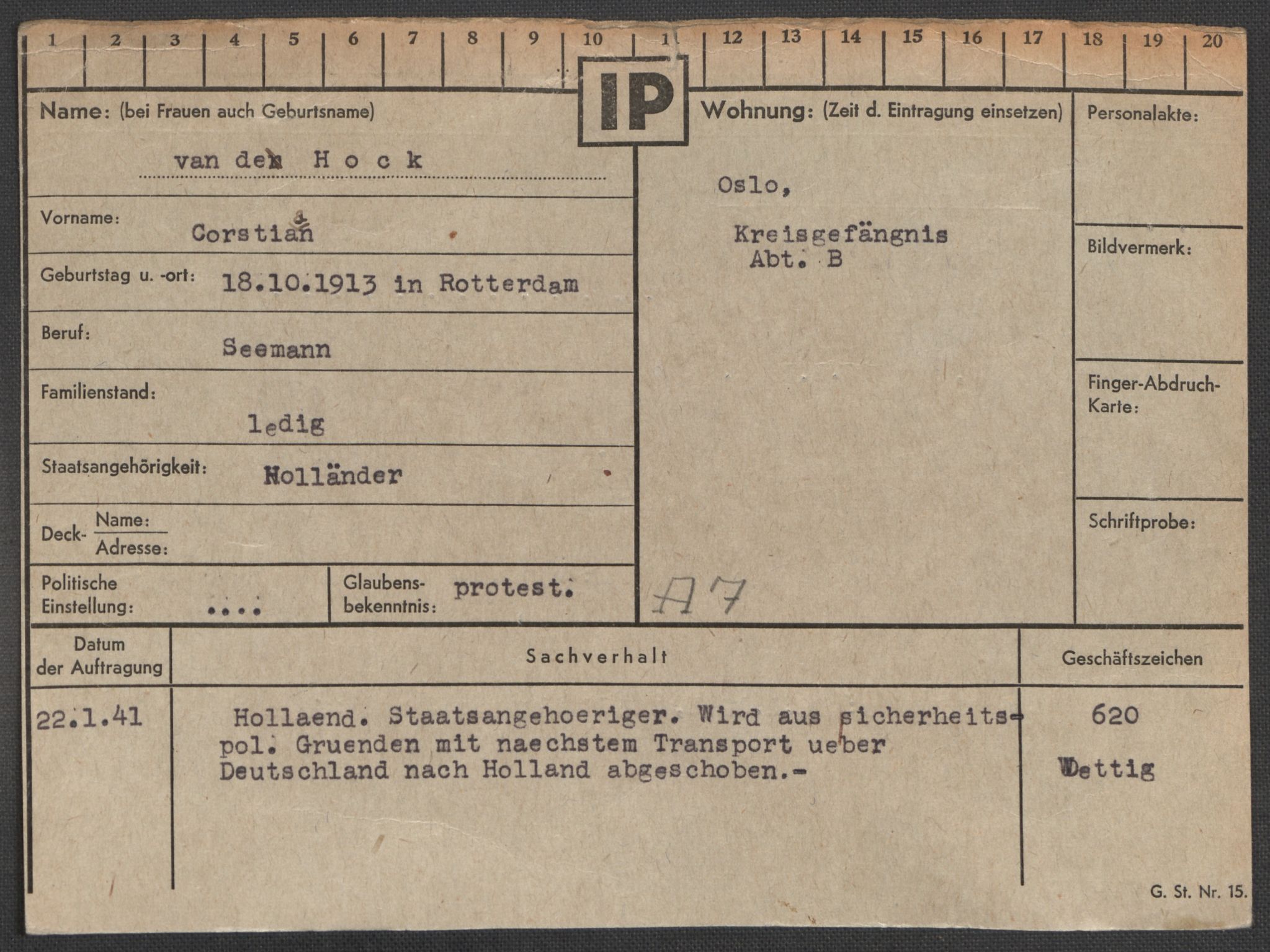 Befehlshaber der Sicherheitspolizei und des SD, AV/RA-RAFA-5969/E/Ea/Eaa/L0004: Register over norske fanger i Møllergata 19: Hal-Hæ, 1940-1945, p. 1155