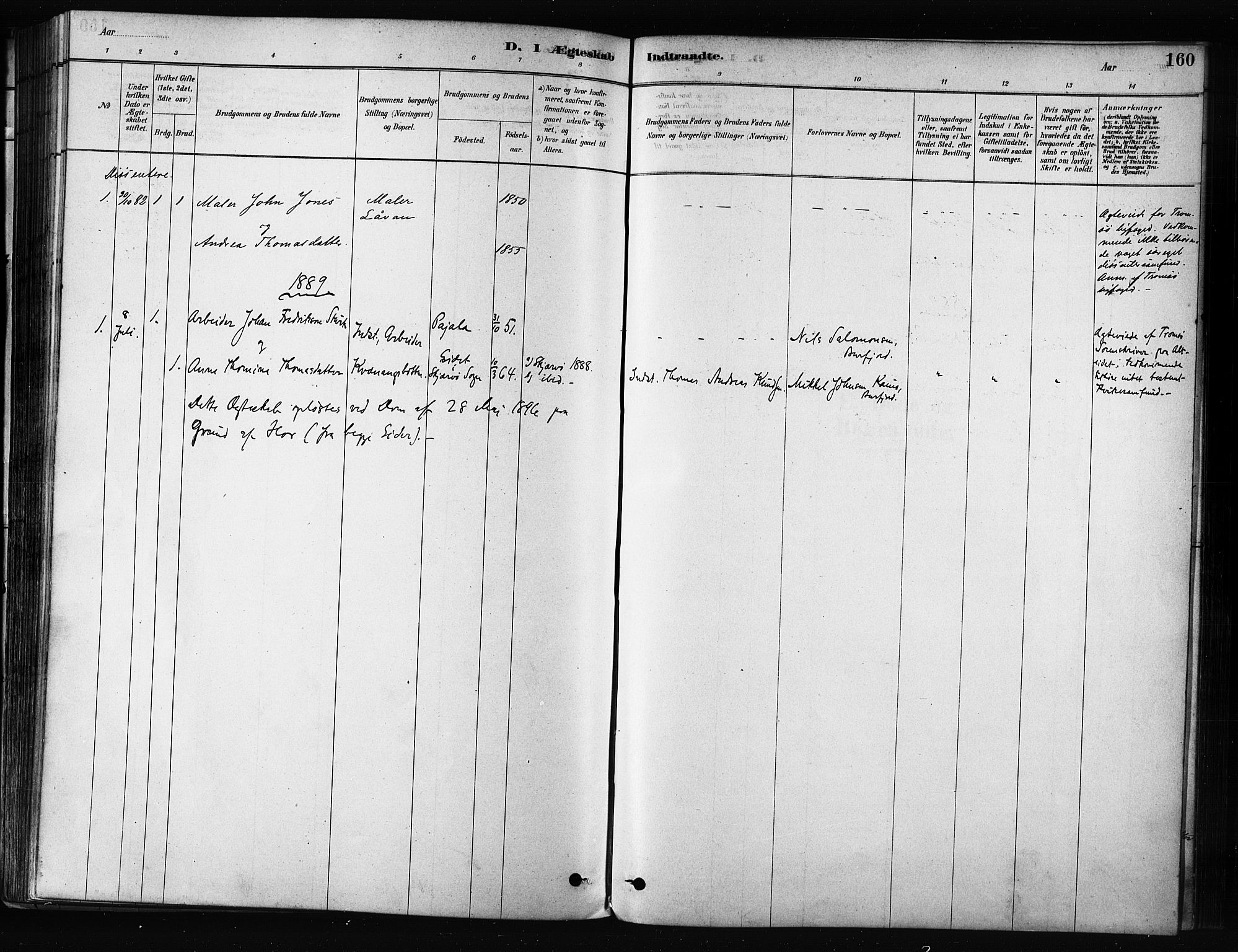 Skjervøy sokneprestkontor, SATØ/S-1300/H/Ha/Haa/L0012kirke: Parish register (official) no. 12, 1878-1891, p. 160