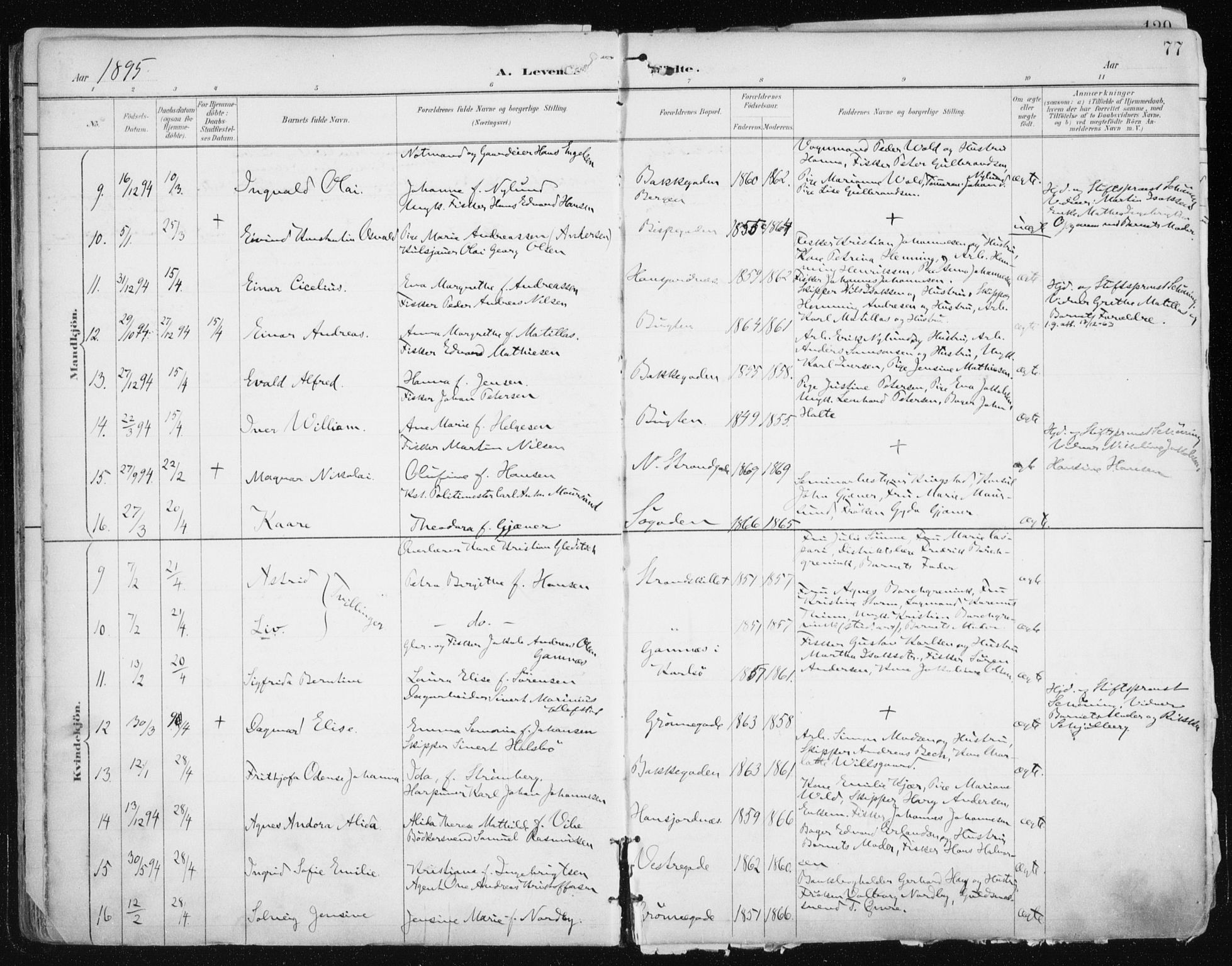 Tromsø sokneprestkontor/stiftsprosti/domprosti, AV/SATØ-S-1343/G/Ga/L0015kirke: Parish register (official) no. 15, 1889-1899, p. 77