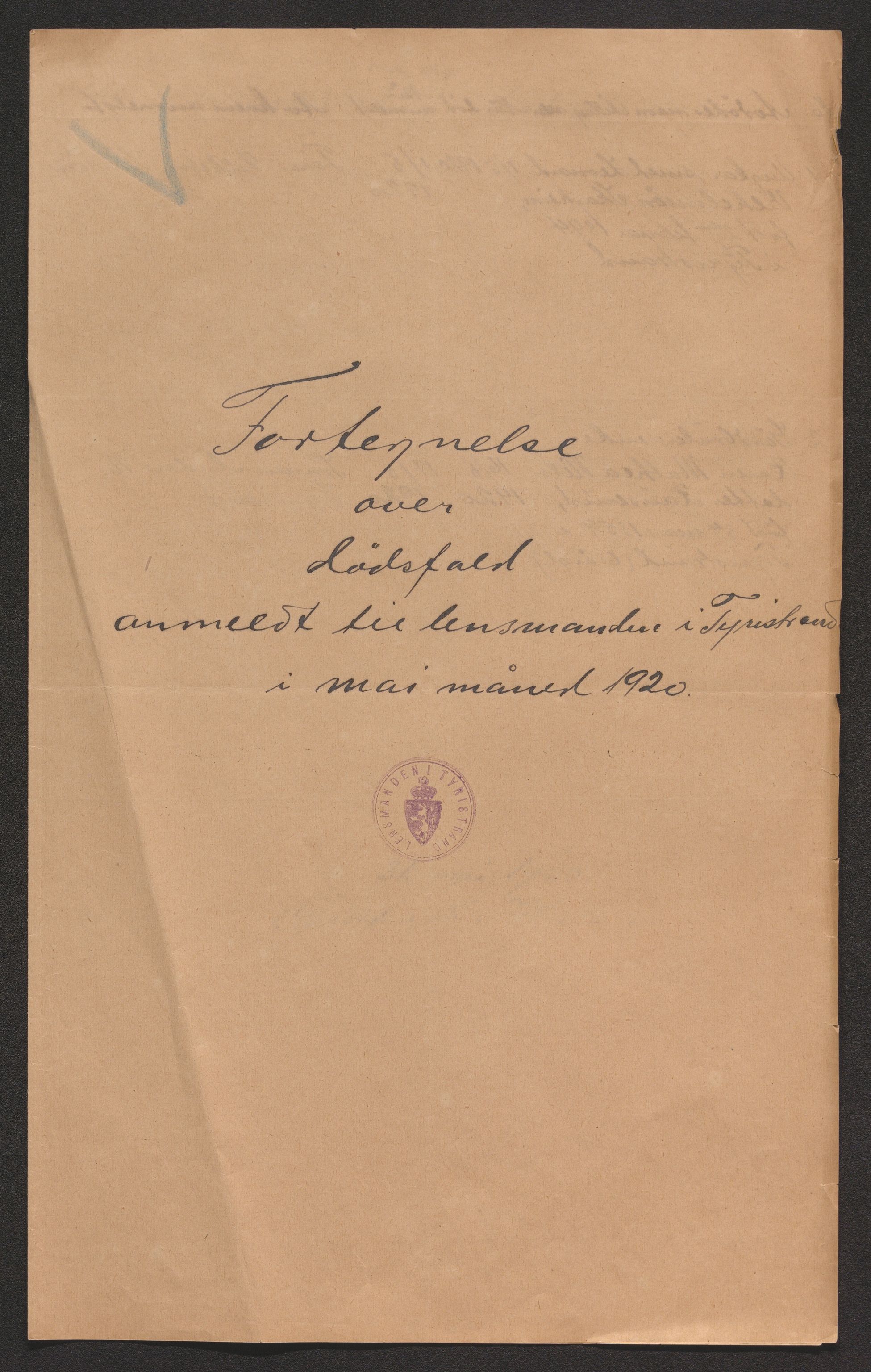 Ringerike sorenskriveri, AV/SAKO-A-105/H/Ha/Hab/L0023: Dødsfallslister Tyristrand, 1920-1931