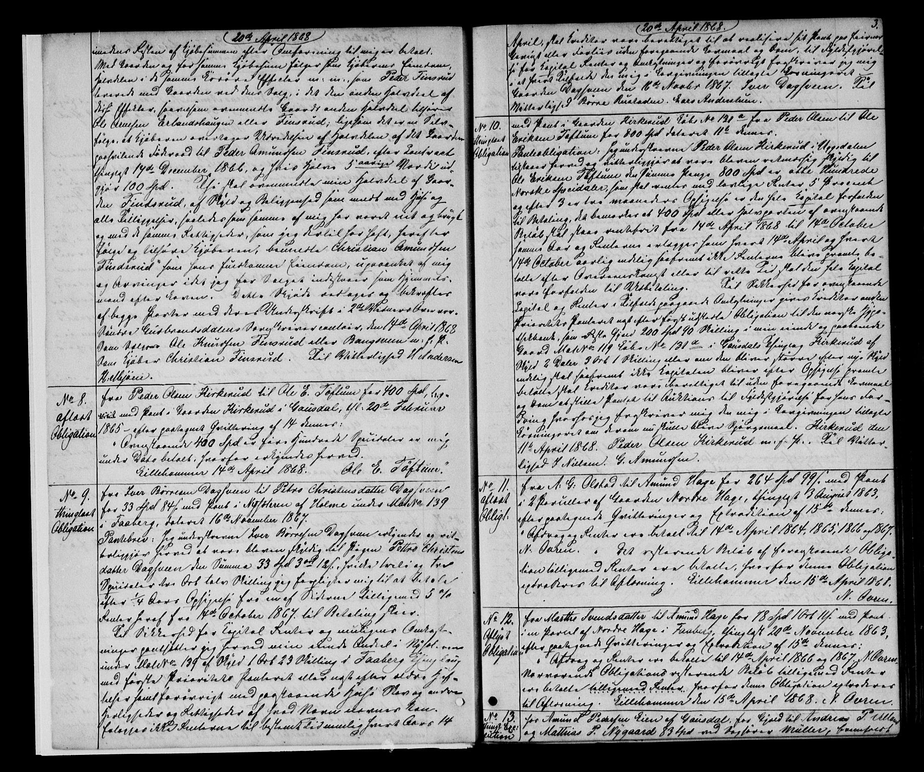 Sør-Gudbrandsdal tingrett, AV/SAH-TING-004/H/Hb/Hba/L0014: Mortgage book no. I 14, 1868-1873, p. 2-3