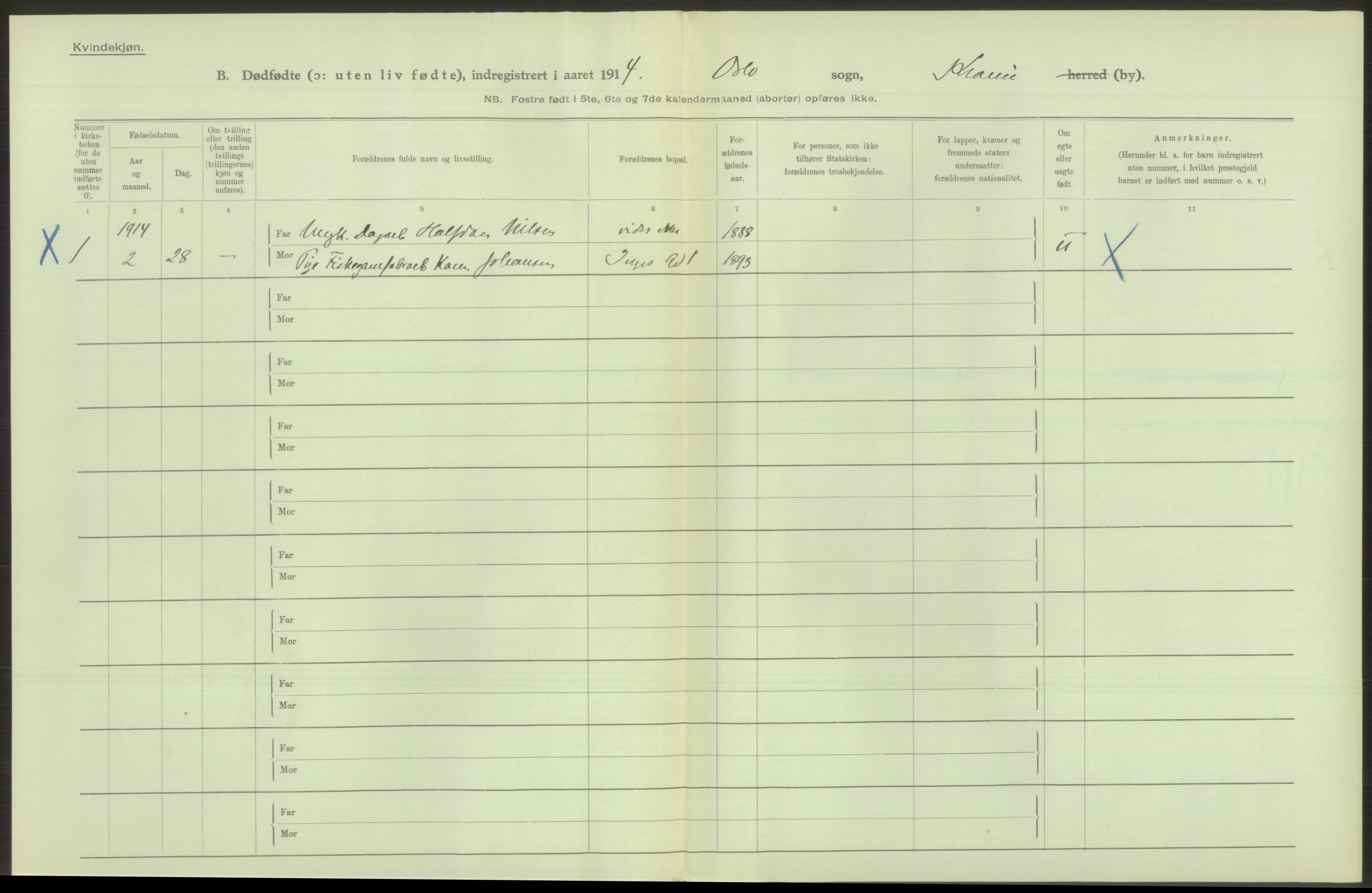 Statistisk sentralbyrå, Sosiodemografiske emner, Befolkning, RA/S-2228/D/Df/Dfb/Dfbd/L0009: Kristiania: Døde, dødfødte, 1914, p. 114