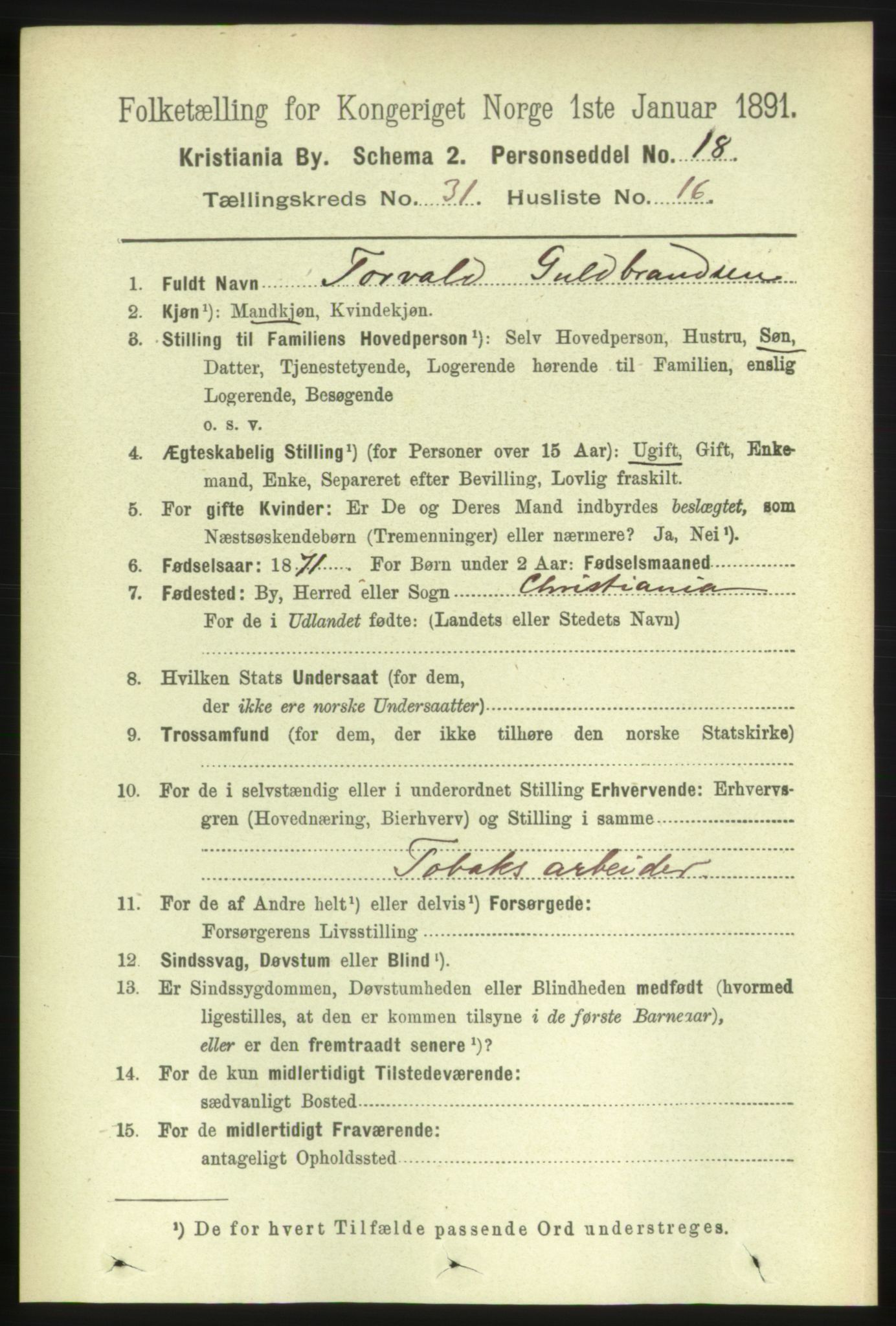 RA, 1891 census for 0301 Kristiania, 1891, p. 16347