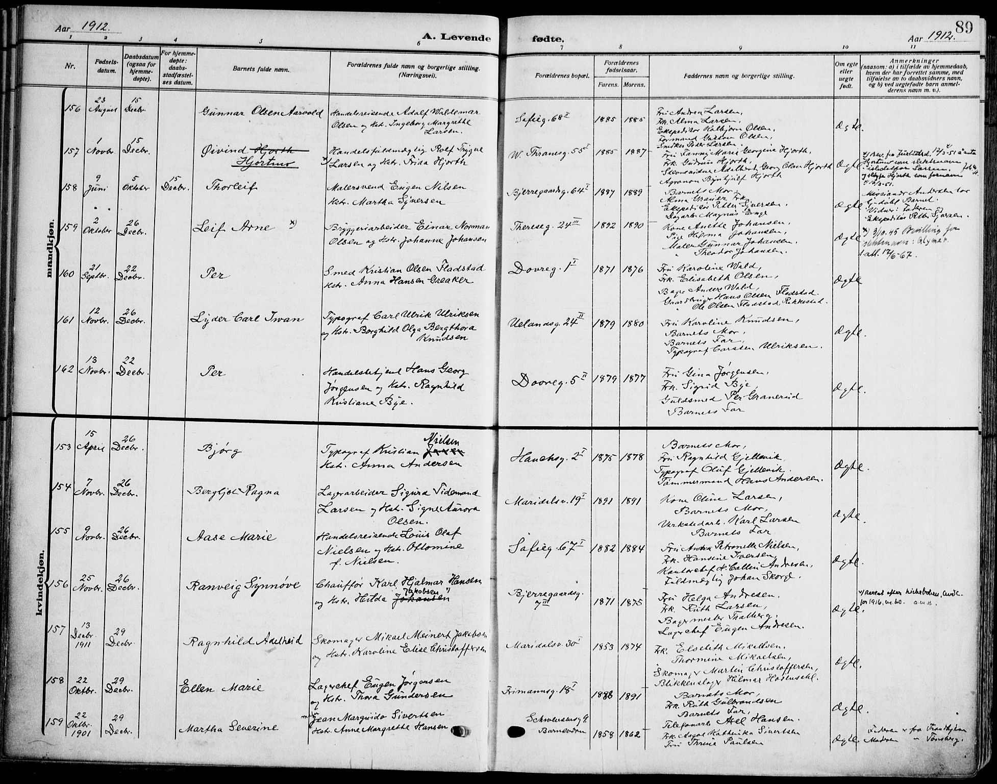 Gamle Aker prestekontor Kirkebøker, SAO/A-10617a/F/L0014: Parish register (official) no. 14, 1909-1924, p. 89