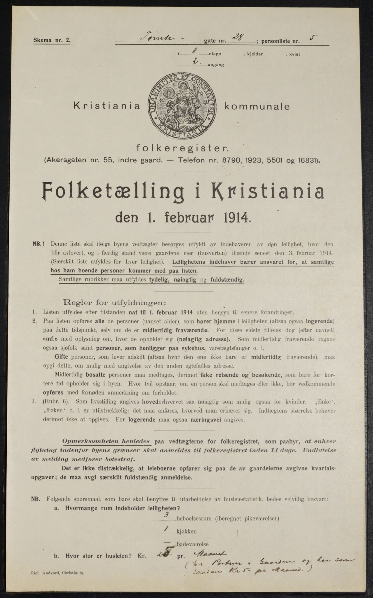 OBA, Municipal Census 1914 for Kristiania, 1914, p. 114551