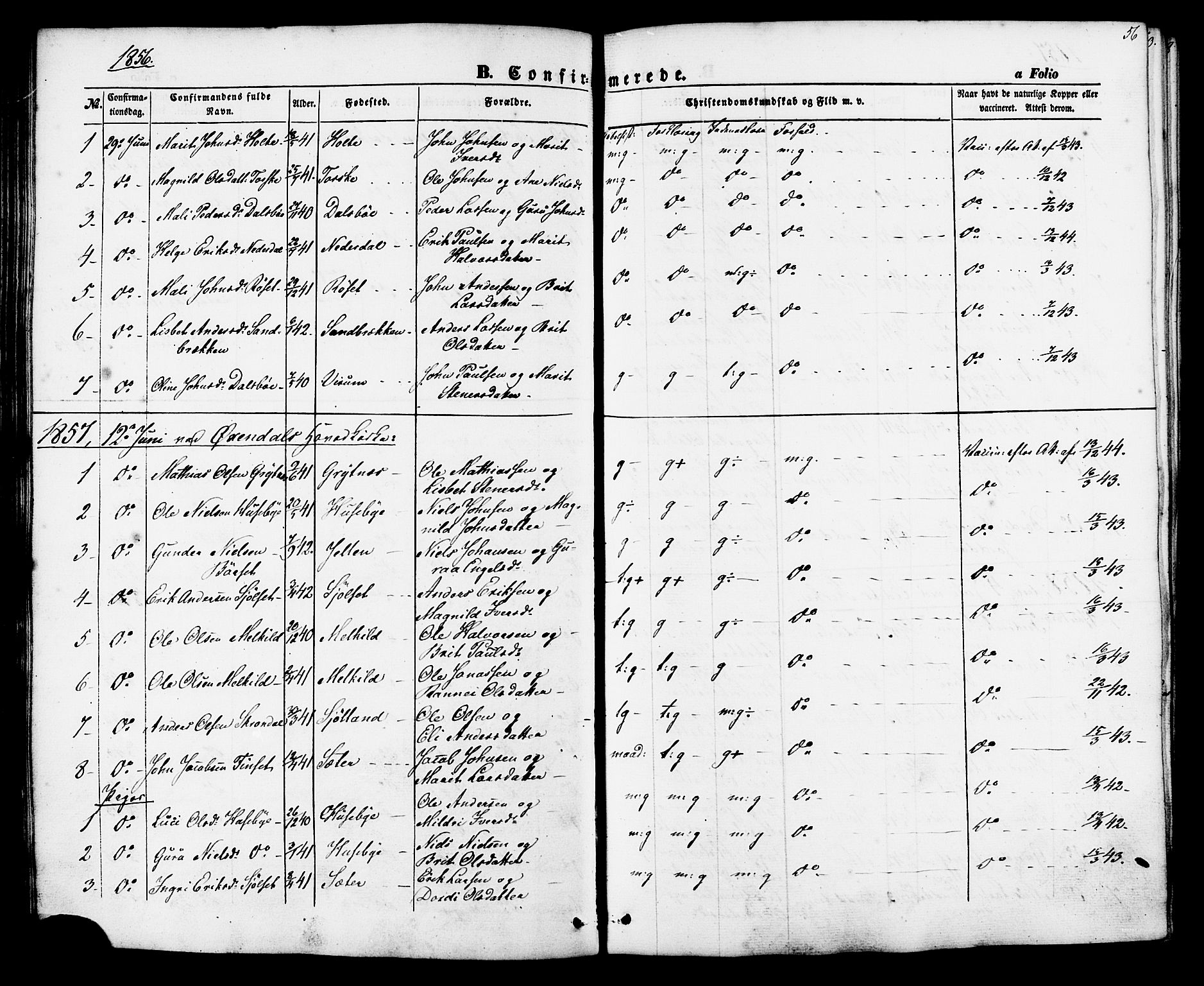 Ministerialprotokoller, klokkerbøker og fødselsregistre - Møre og Romsdal, AV/SAT-A-1454/588/L1004: Parish register (official) no. 588A01, 1854-1870, p. 56