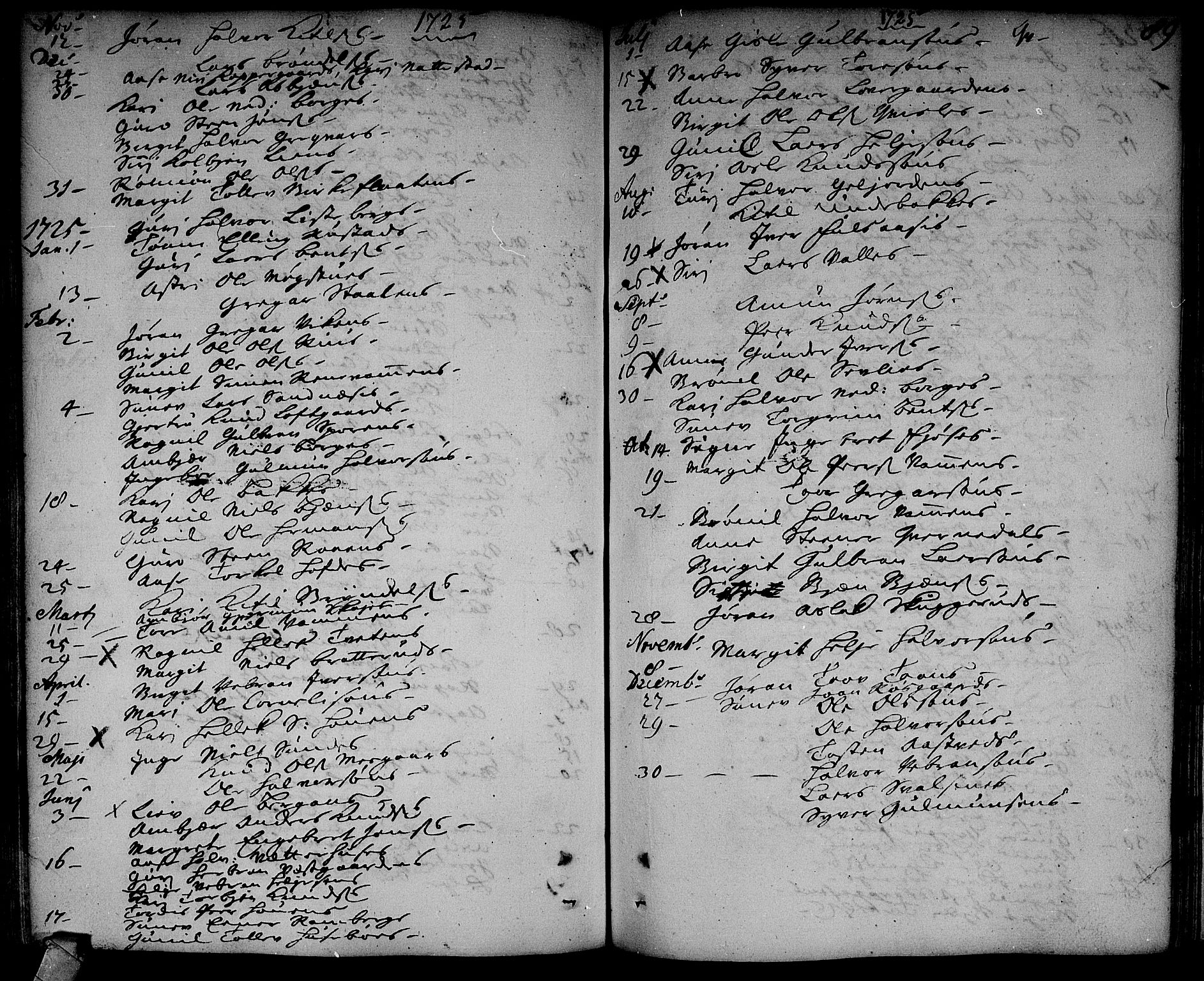 Rollag kirkebøker, SAKO/A-240/F/Fa/L0002: Parish register (official) no. I 2, 1714-1742, p. 89