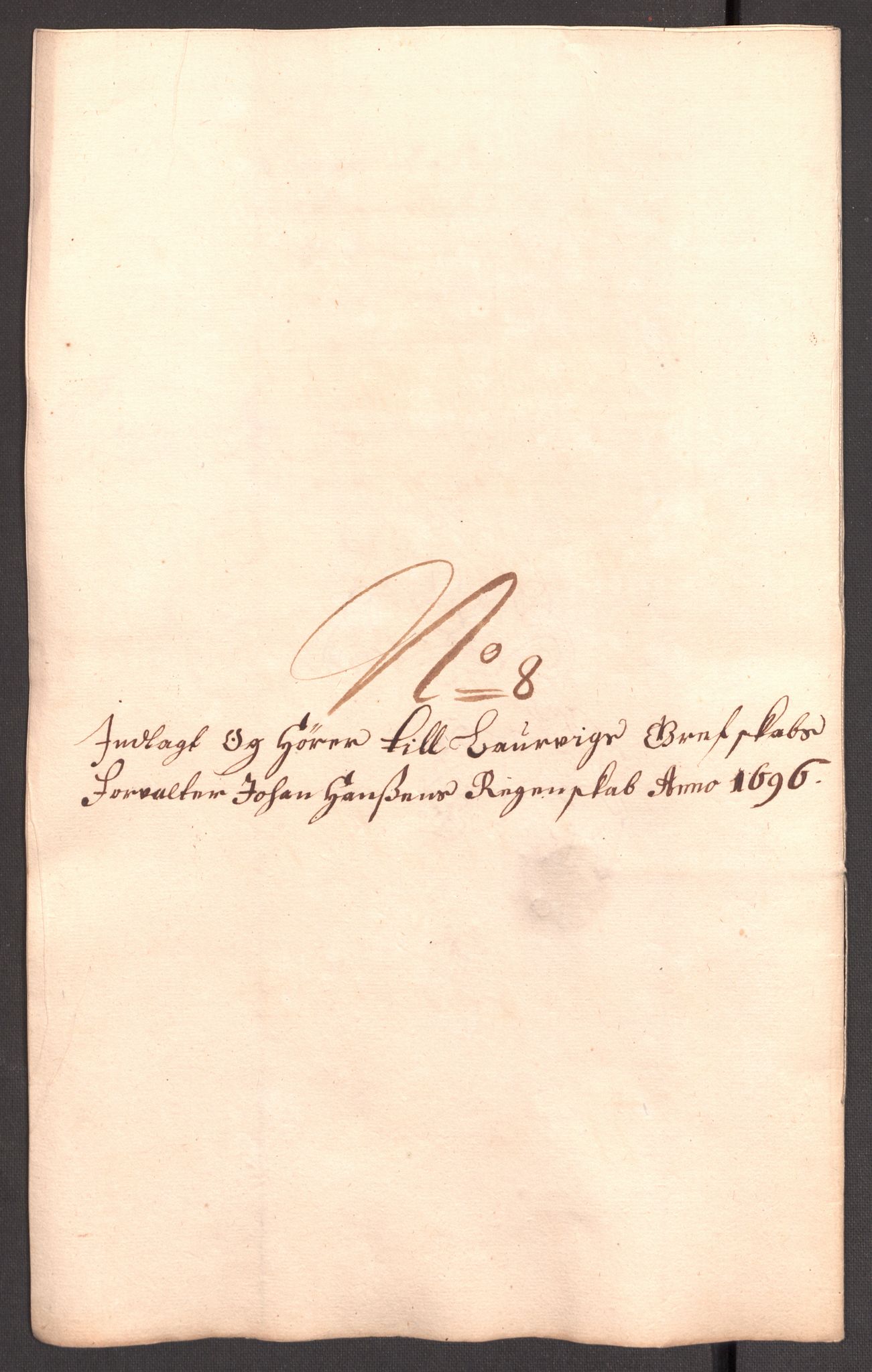 Rentekammeret inntil 1814, Reviderte regnskaper, Fogderegnskap, RA/EA-4092/R33/L1975: Fogderegnskap Larvik grevskap, 1696-1697, p. 87