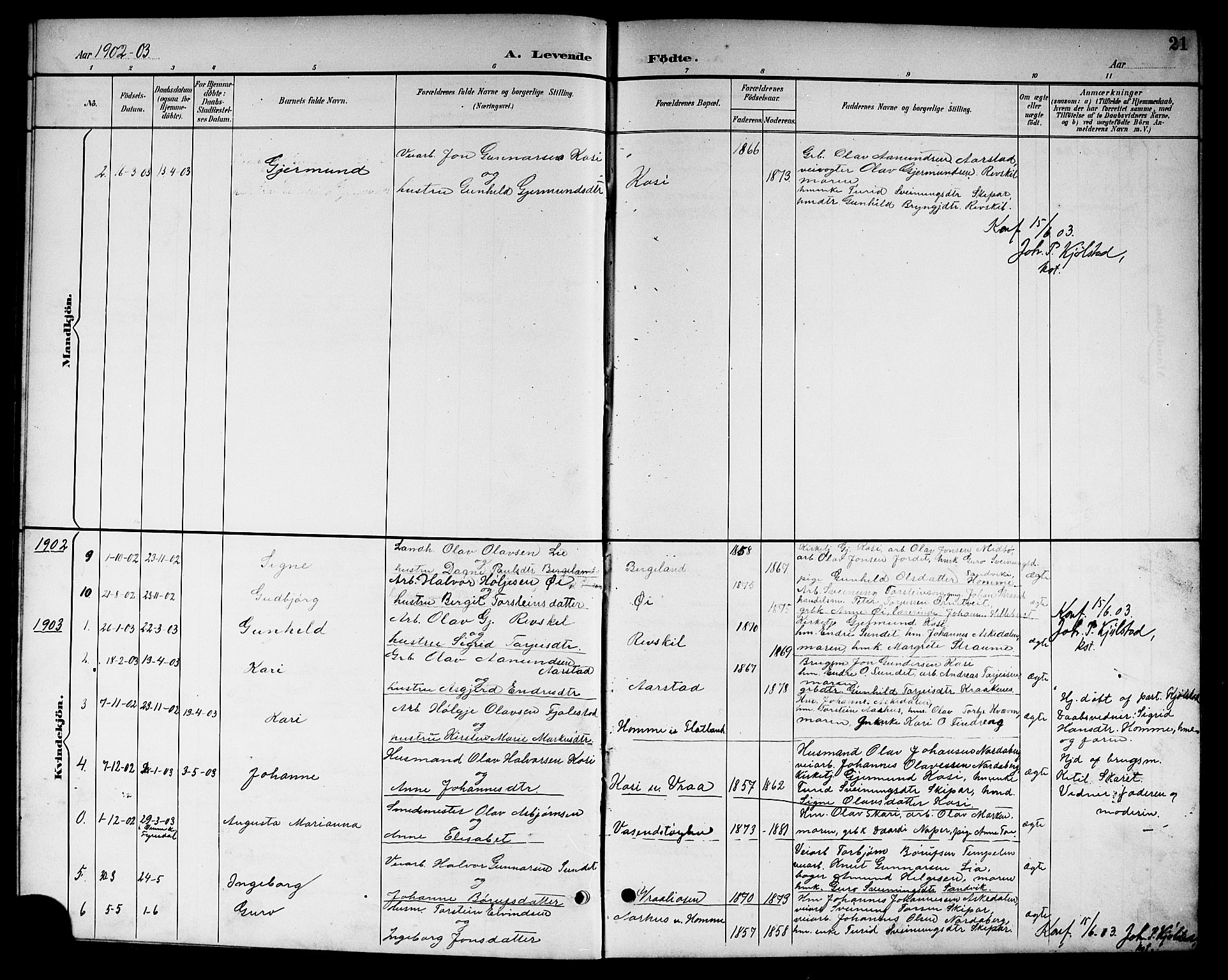 Kviteseid kirkebøker, SAKO/A-276/G/Gc/L0001: Parish register (copy) no. III 1, 1893-1916, p. 21