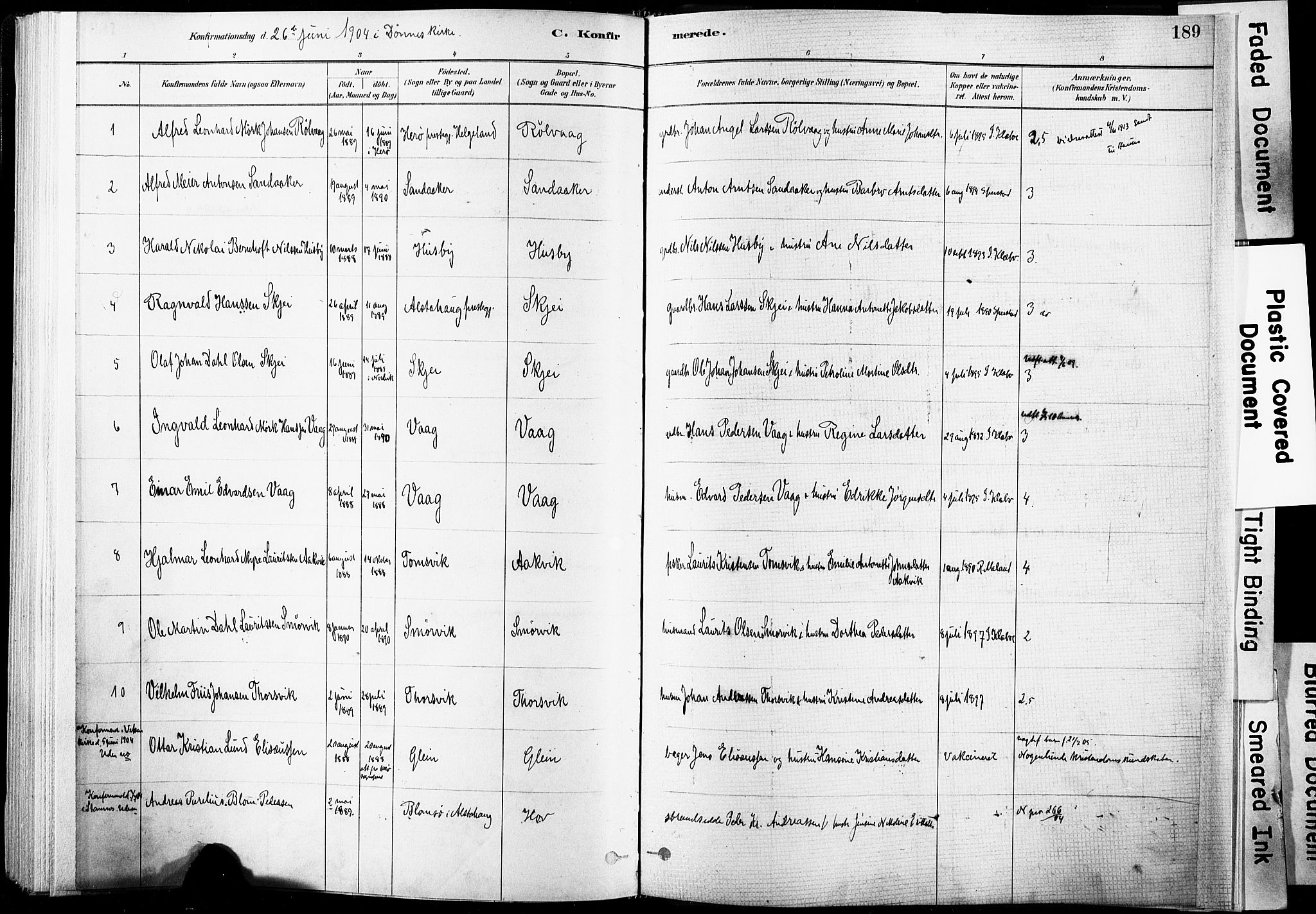 Ministerialprotokoller, klokkerbøker og fødselsregistre - Nordland, AV/SAT-A-1459/835/L0525: Parish register (official) no. 835A03I, 1881-1910, p. 189