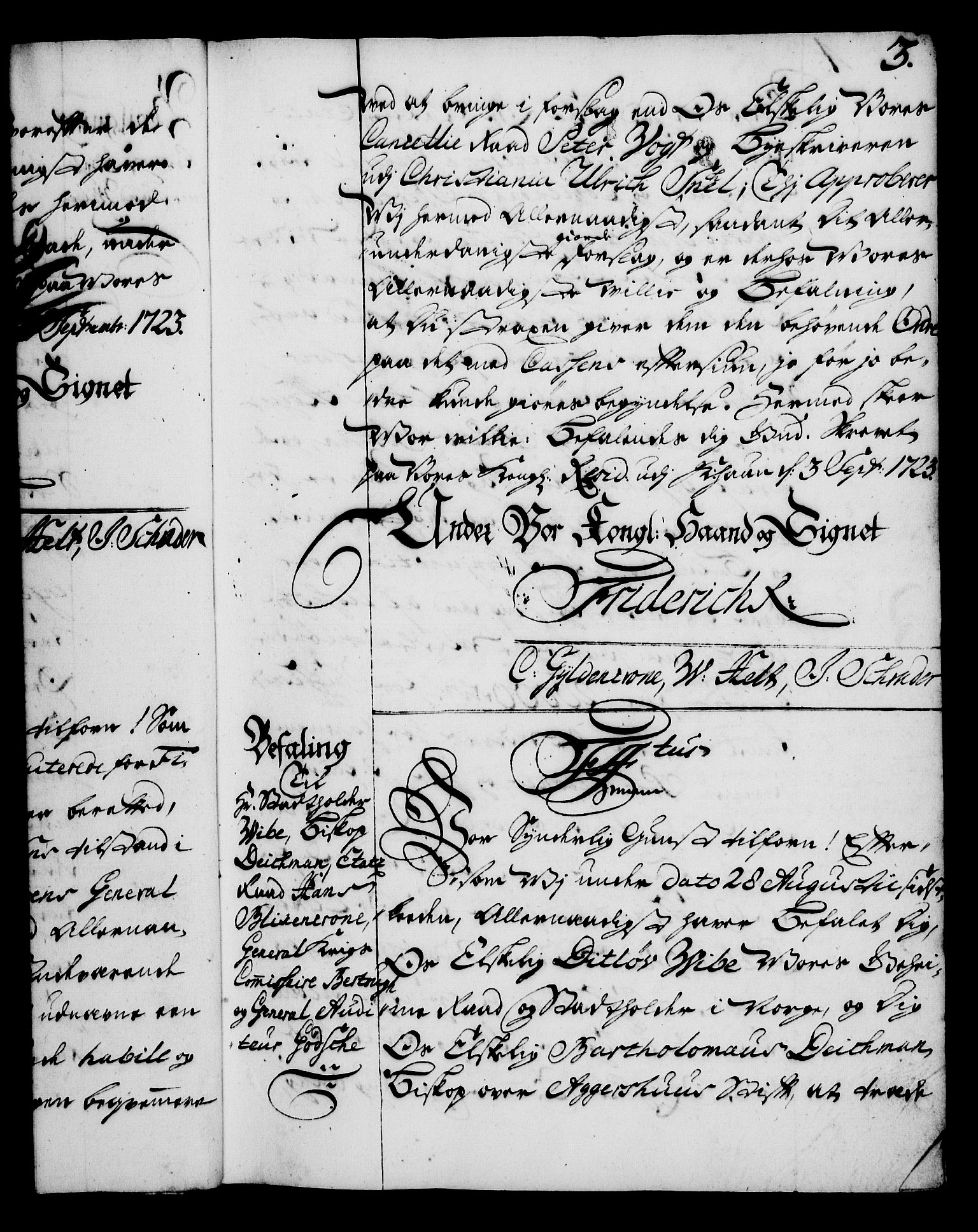 Rentekammeret, Kammerkanselliet, RA/EA-3111/G/Gg/Gga/L0002: Norsk ekspedisjonsprotokoll med register (merket RK 53.2), 1723-1727, p. 3