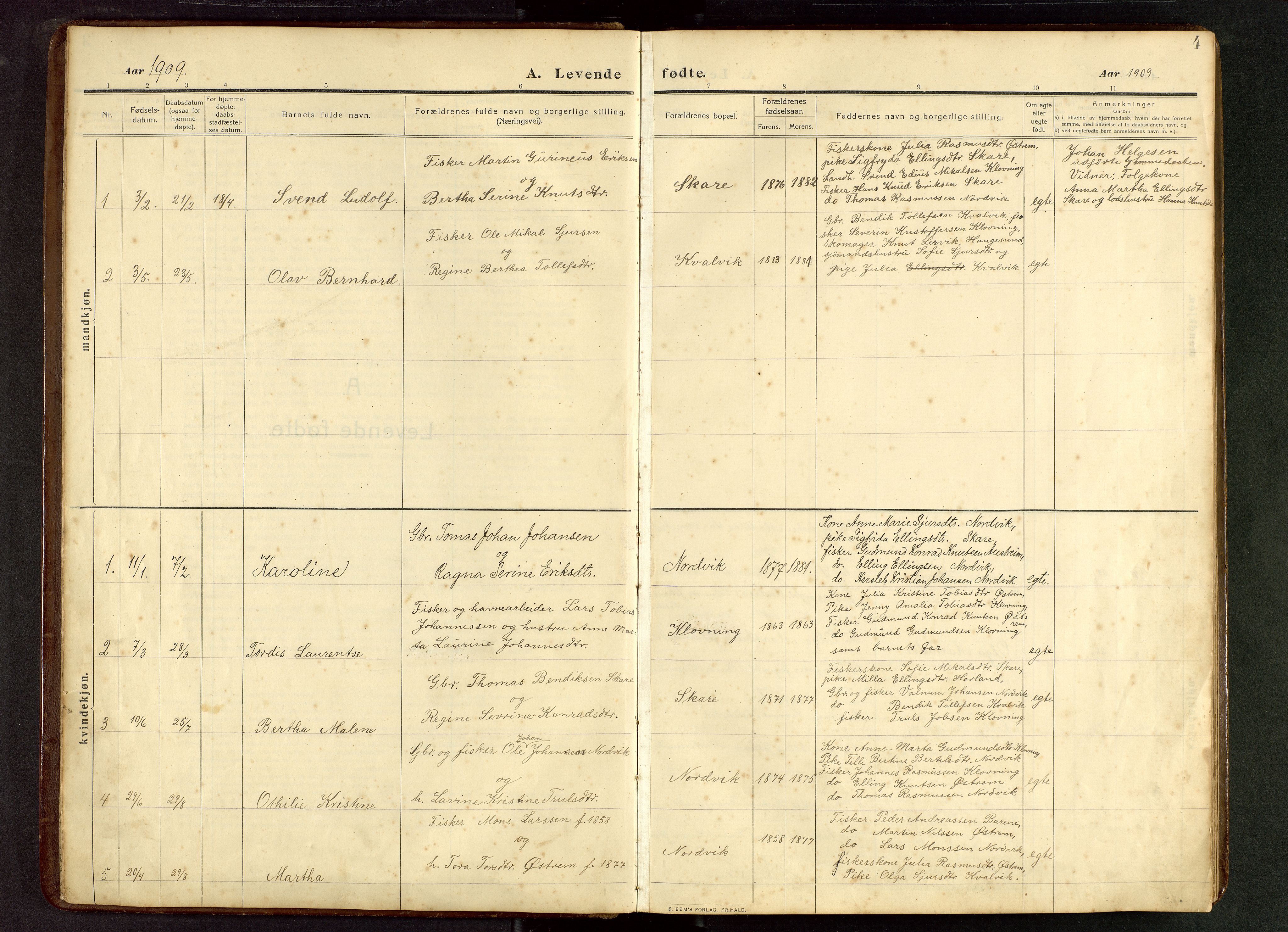 Torvastad sokneprestkontor, SAST/A -101857/H/Ha/Hab/L0012: Parish register (copy) no. B 12, 1909-1945, p. 4
