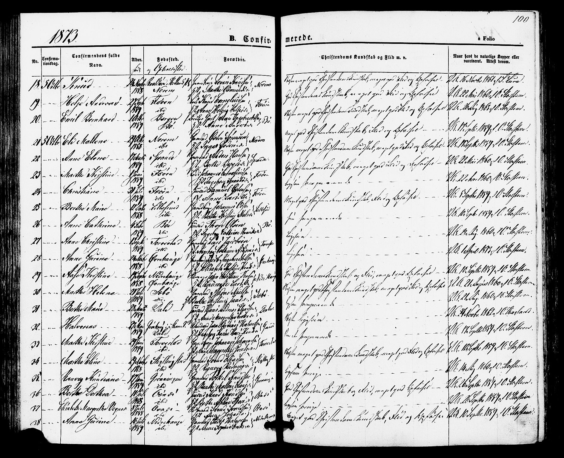 Torvastad sokneprestkontor, AV/SAST-A -101857/H/Ha/Haa/L0010: Parish register (official) no. A 10, 1857-1878, p. 100