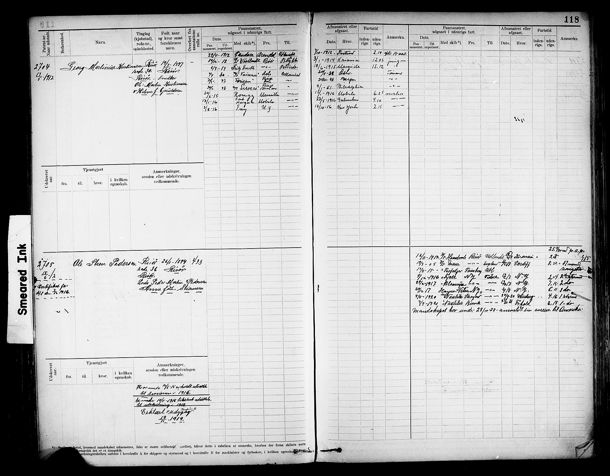 Risør mønstringskrets, SAK/2031-0010/F/Fb/L0013: Hovedrulle nr 2475-3063, T-12, 1904-1928, p. 125