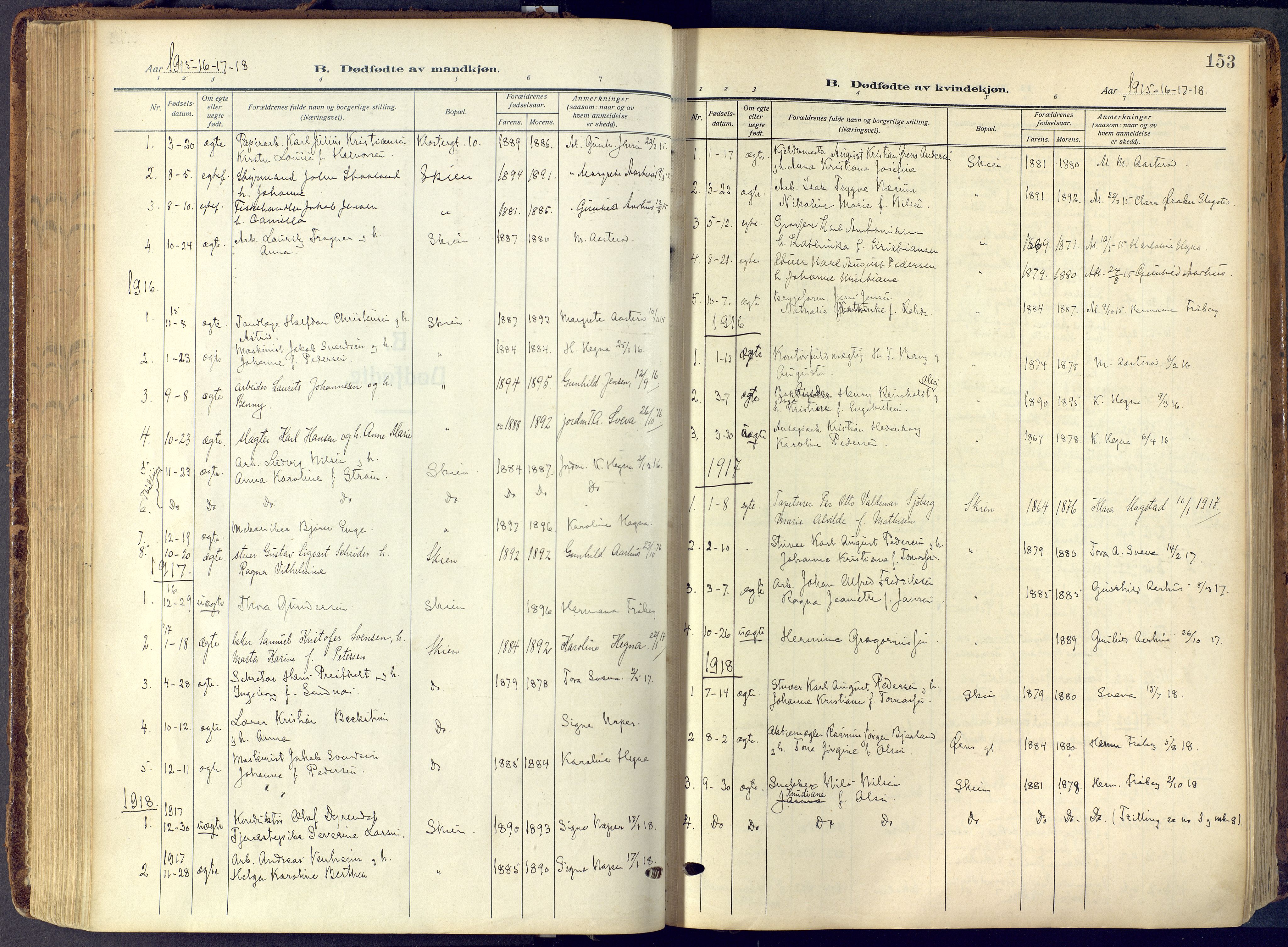 Skien kirkebøker, SAKO/A-302/F/Fa/L0013: Parish register (official) no. 13, 1915-1921, p. 153