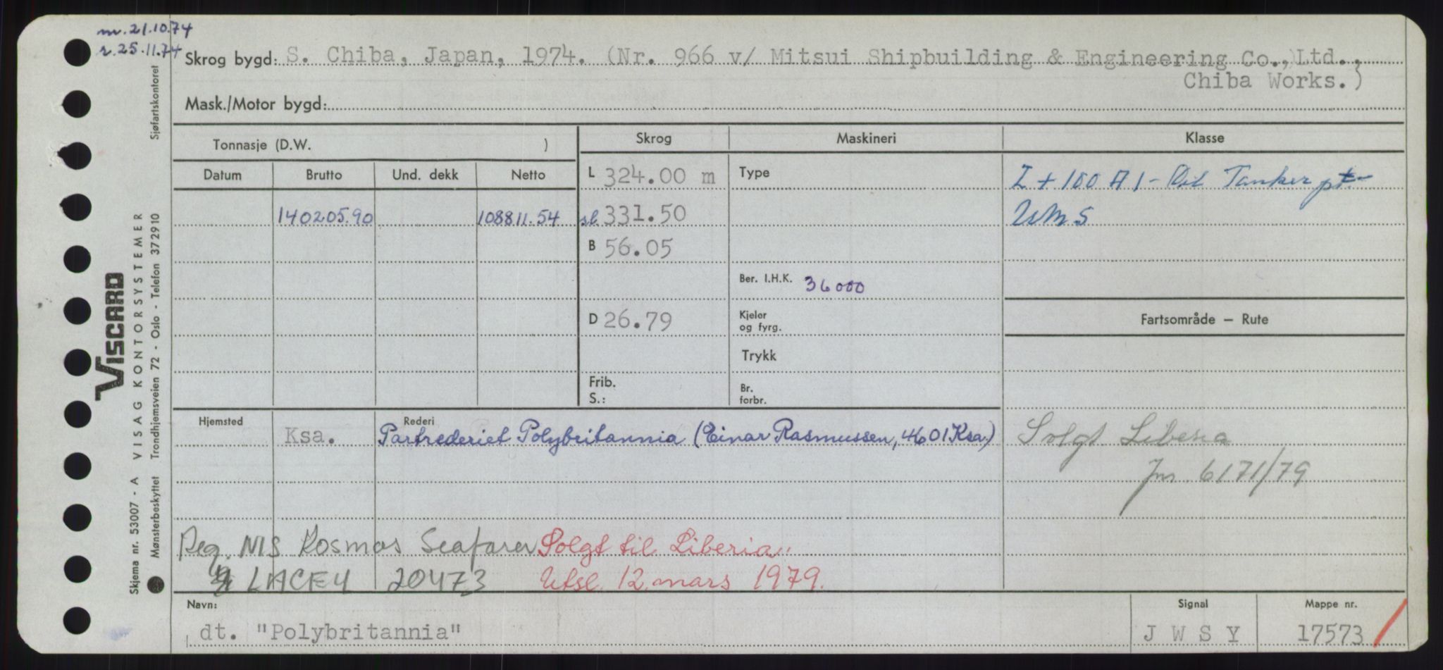 Sjøfartsdirektoratet med forløpere, Skipsmålingen, RA/S-1627/H/Hd/L0029: Fartøy, P, p. 441