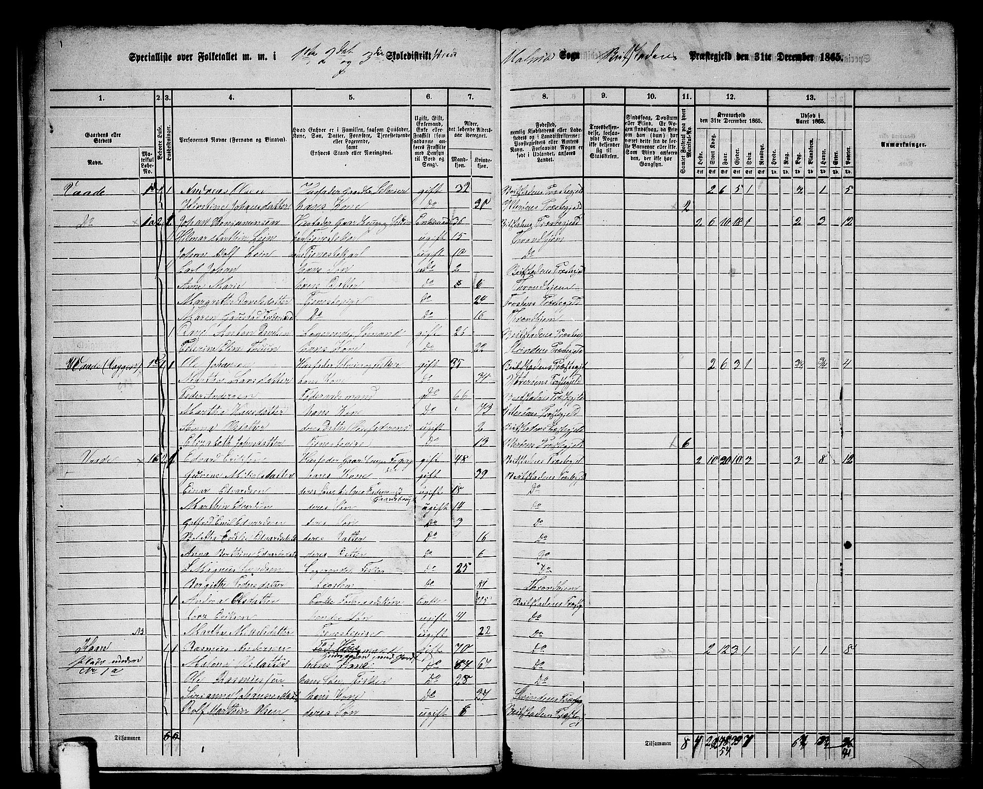 RA, 1865 census for Beitstad, 1865, p. 13