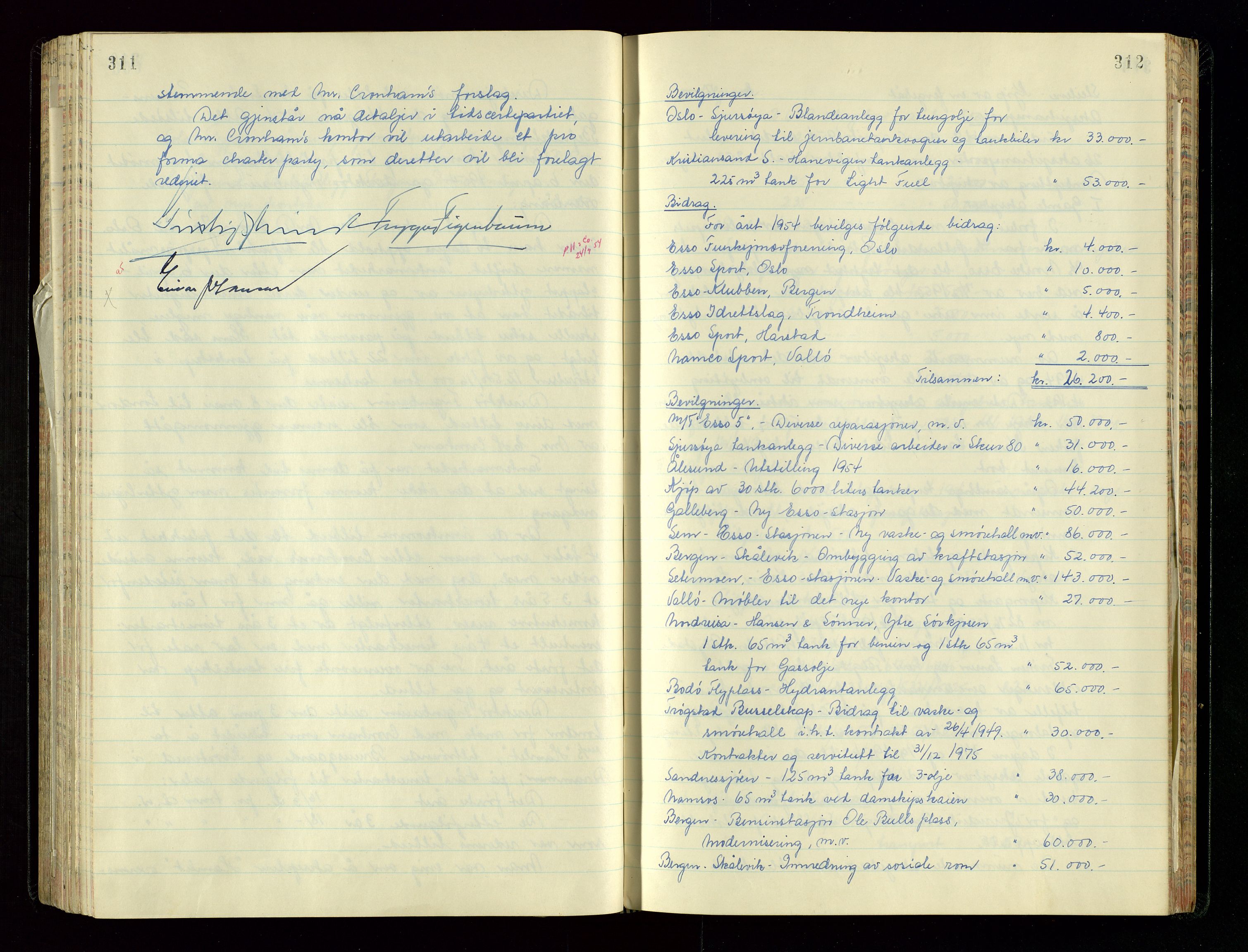 PA 1534 - Østlandske Petroleumscompagni A/S, AV/SAST-A-101954/A/Aa/L0005/0001: Direksjonsprotokoller / Den Administrerende Direksjon alle selskaper (referatprotokoll), 1943-1958, p. 311-312