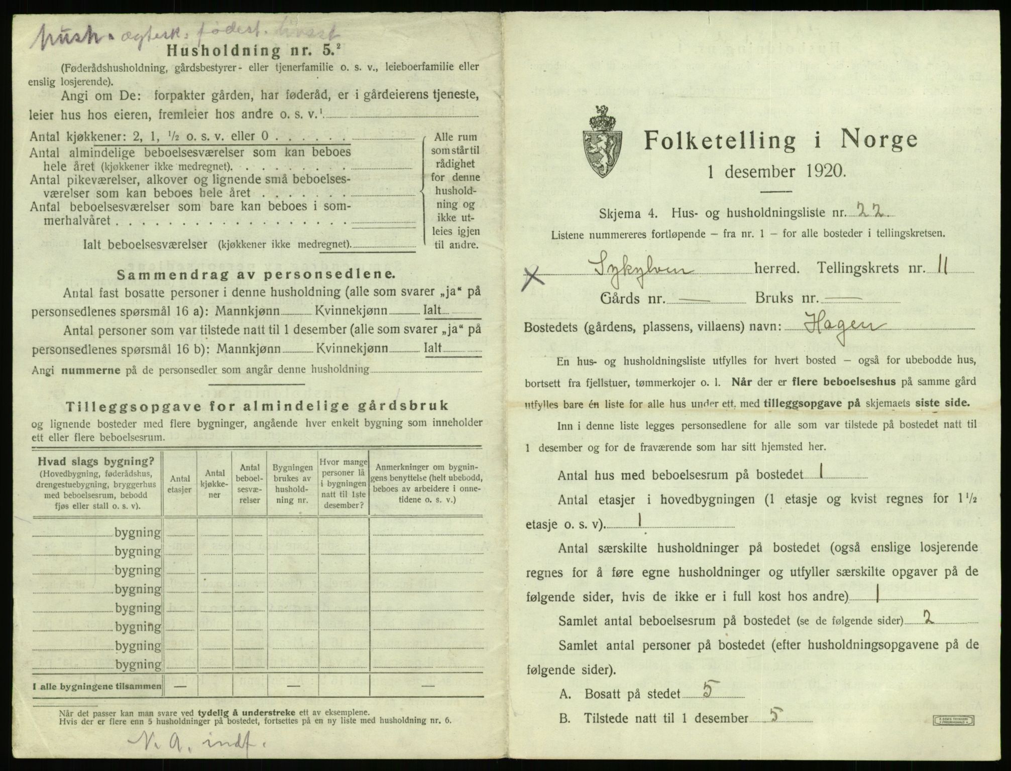 SAT, 1920 census for Sykkylven, 1920, p. 827