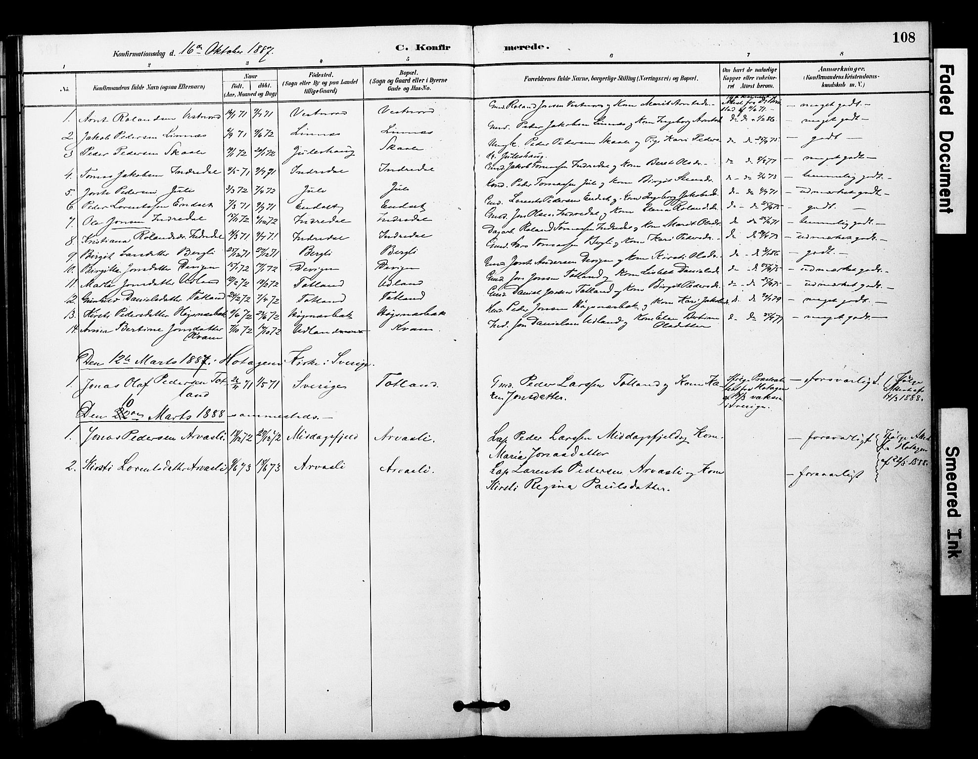 Ministerialprotokoller, klokkerbøker og fødselsregistre - Nord-Trøndelag, SAT/A-1458/757/L0505: Parish register (official) no. 757A01, 1882-1904, p. 108