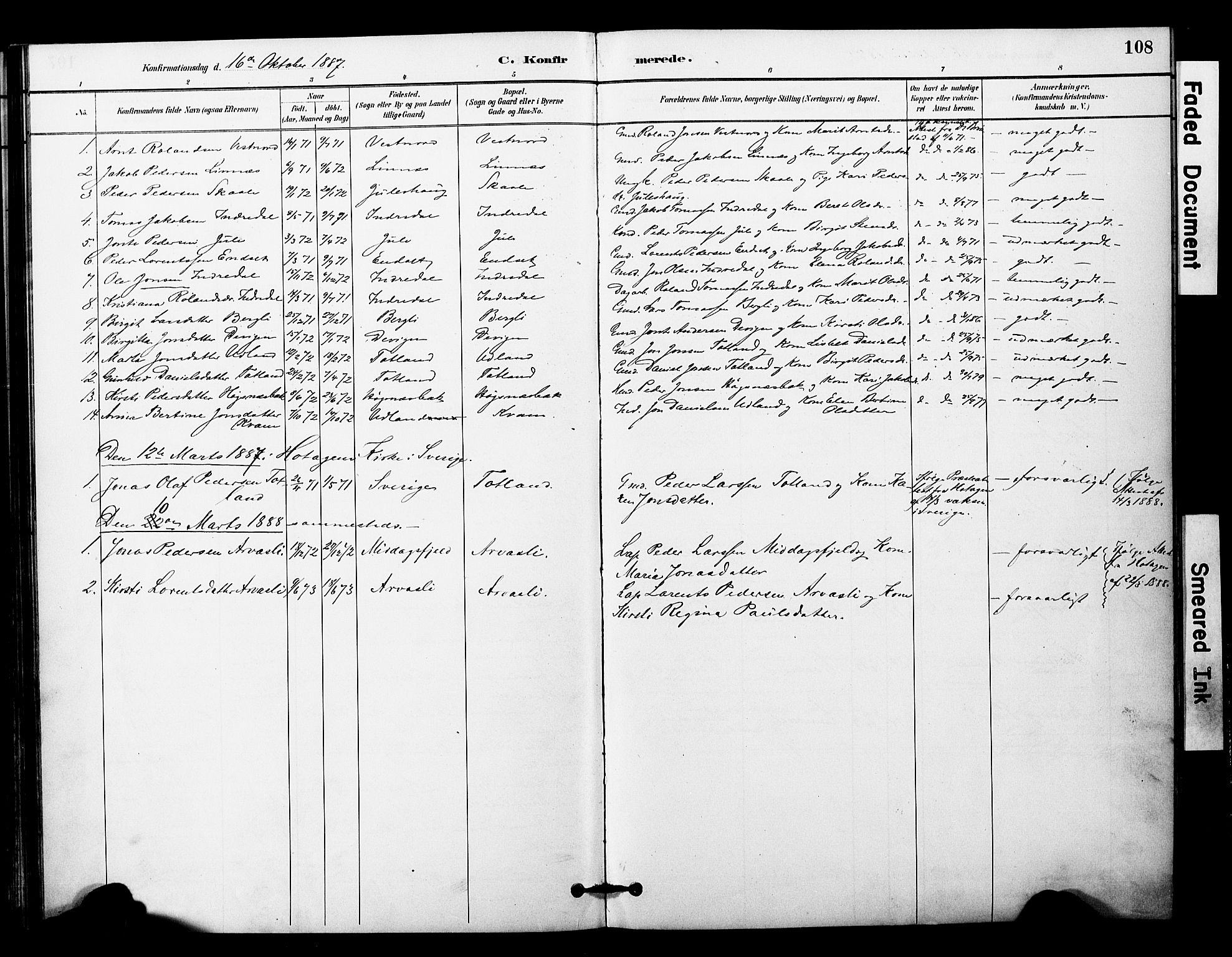 Ministerialprotokoller, klokkerbøker og fødselsregistre - Nord-Trøndelag, AV/SAT-A-1458/757/L0505: Parish register (official) no. 757A01, 1882-1904, p. 108