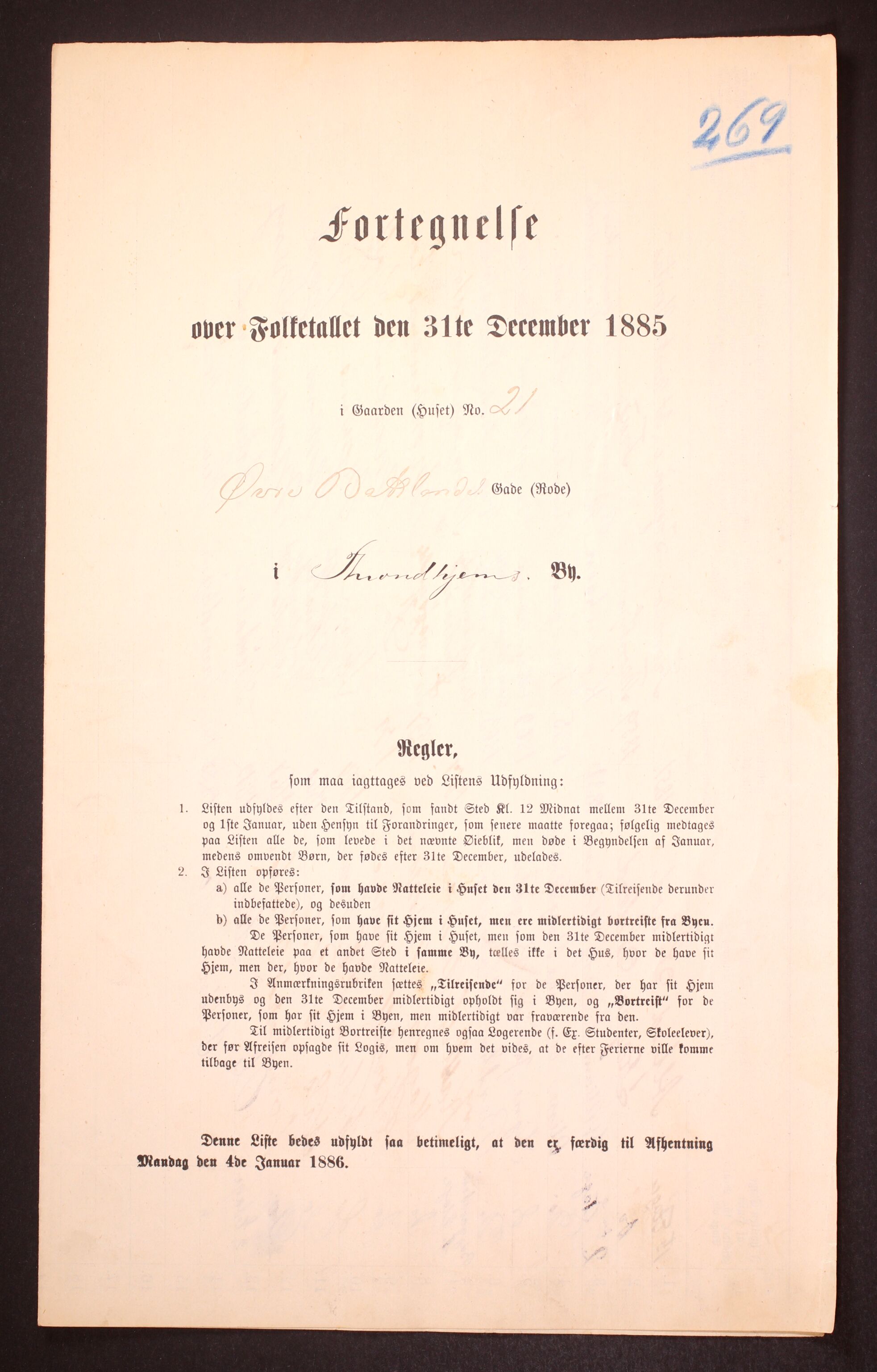 SAT, 1885 census for 1601 Trondheim, 1885, p. 2702