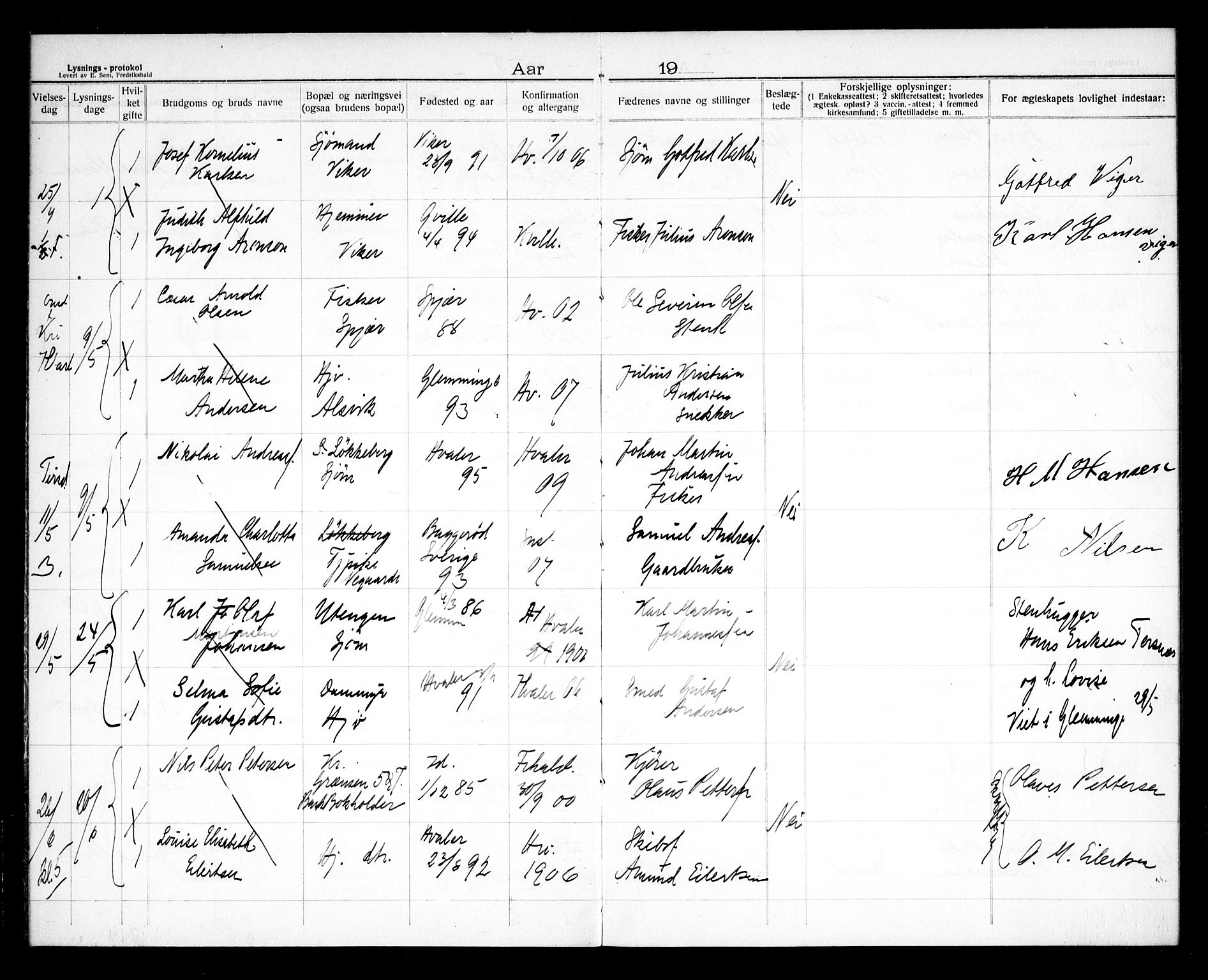 Hvaler prestekontor Kirkebøker, SAO/A-2001/H/Ha/L0001: Banns register no. I 1, 1915-1917