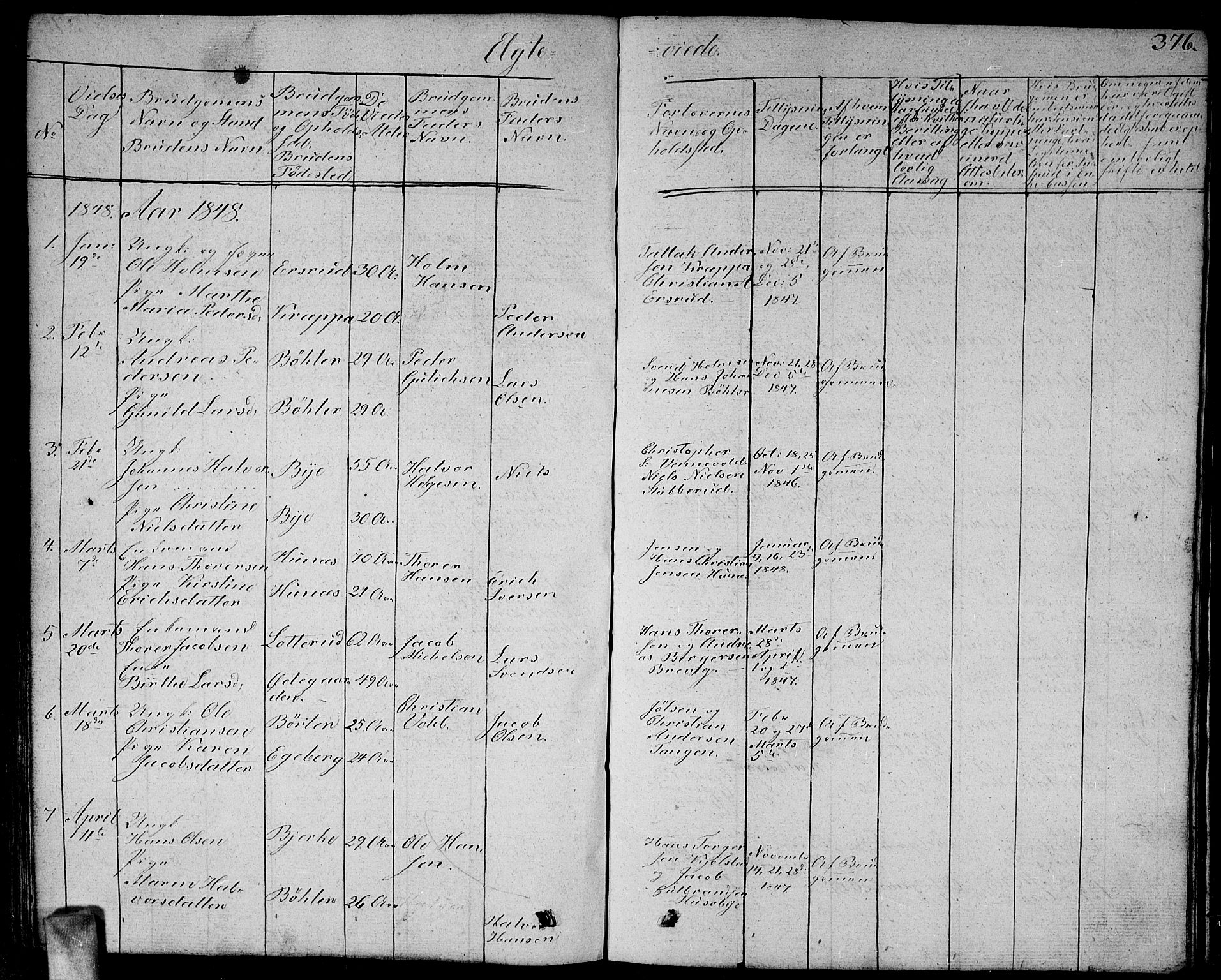 Enebakk prestekontor Kirkebøker, SAO/A-10171c/G/Ga/L0003: Parish register (copy) no. I 3, 1833-1849, p. 376
