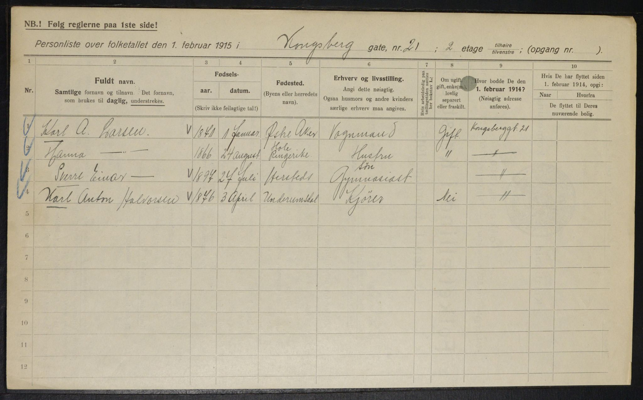 OBA, Municipal Census 1915 for Kristiania, 1915, p. 52499