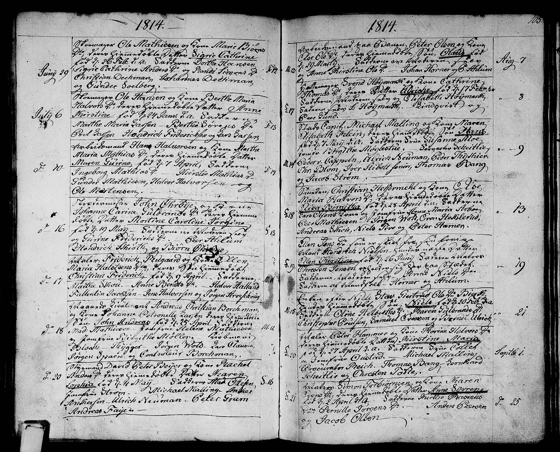 Strømsø kirkebøker, AV/SAKO-A-246/F/Fa/L0010: Parish register (official) no. I 10, 1792-1822, p. 105